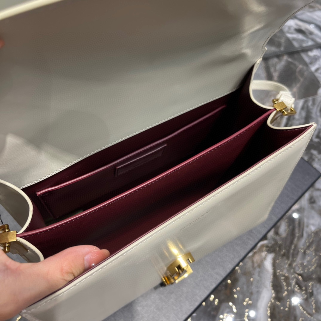 Sa1nt Lau*nt Cassandra Medium Top Handle Bag Black/White/Burgundy/Grey/Brown For Women 9.6in/24.5cm