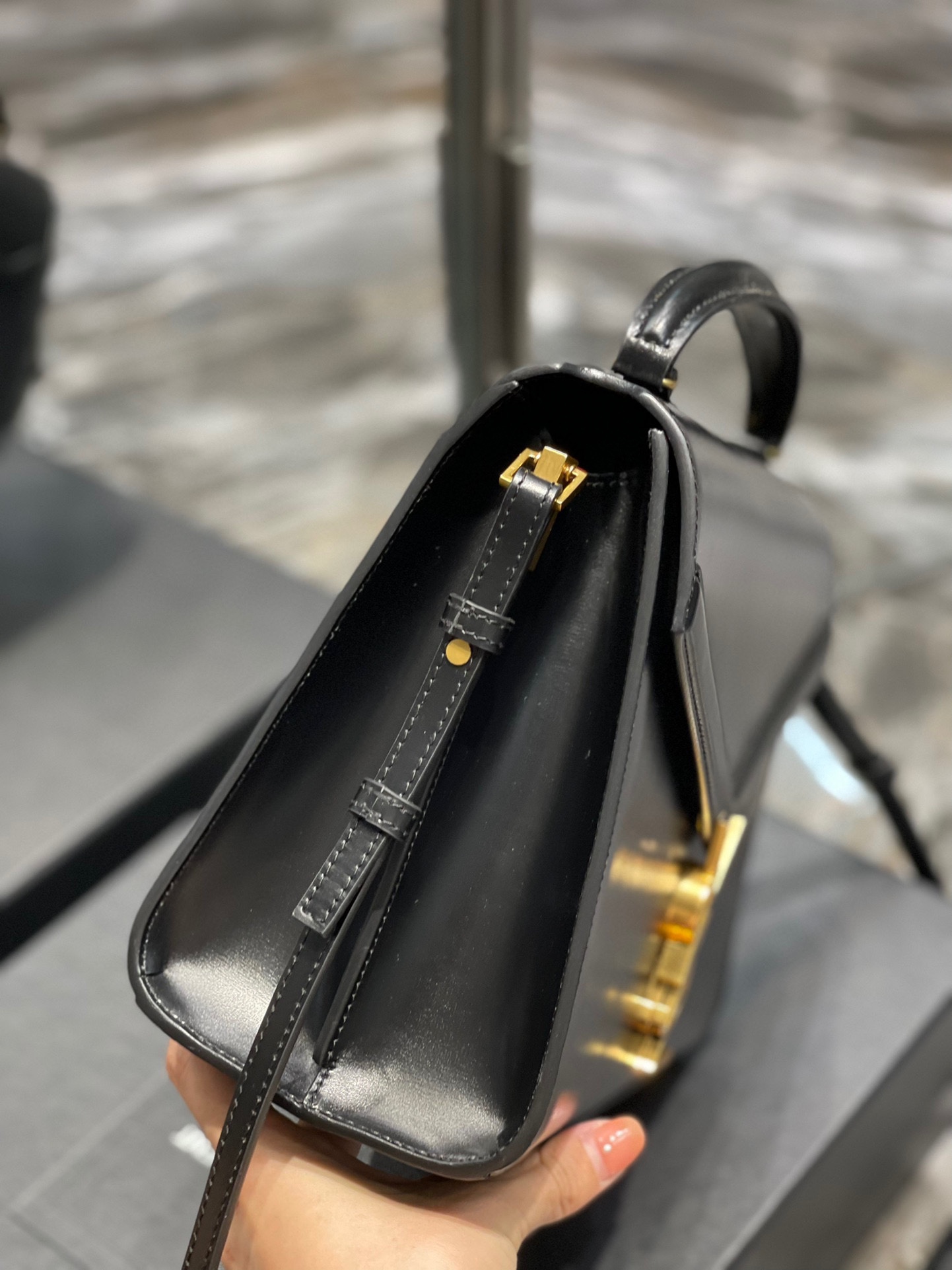 Sa1nt Lau*nt Cassandra Medium Top Handle Bag Black/White/Burgundy/Grey/Brown For Women 9.6in/24.5cm