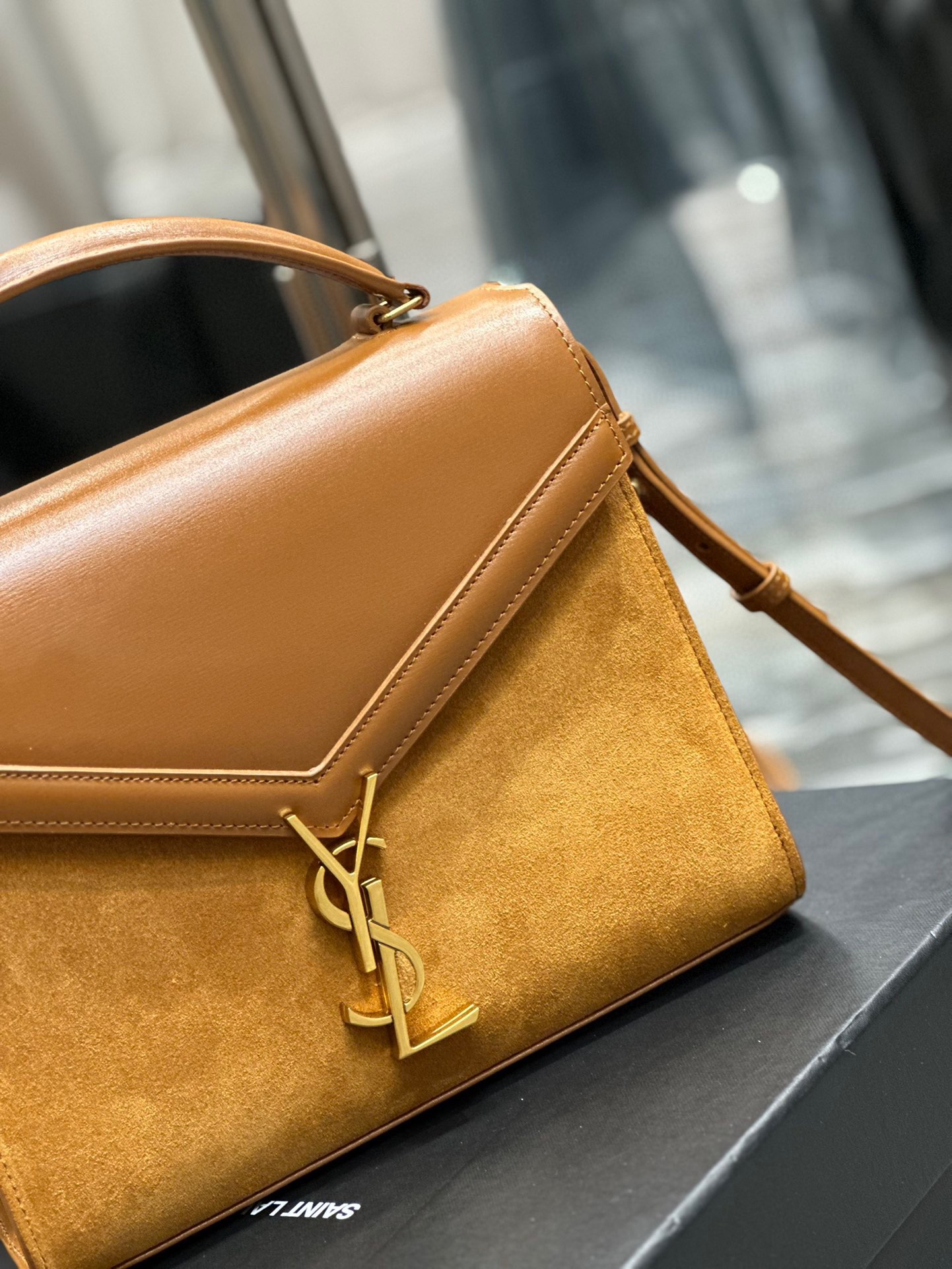 Sa1nt Lau*nt Cassandra Medium Top Handle Bag Black/White/Burgundy/Grey/Brown For Women 9.6in/24.5cm