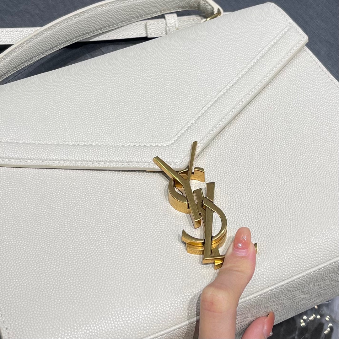 Sa1nt Lau*nt Cassandra Medium Top Handle Bag Black/White For Women 9.6in/24.5cm 6239310SX0W9207