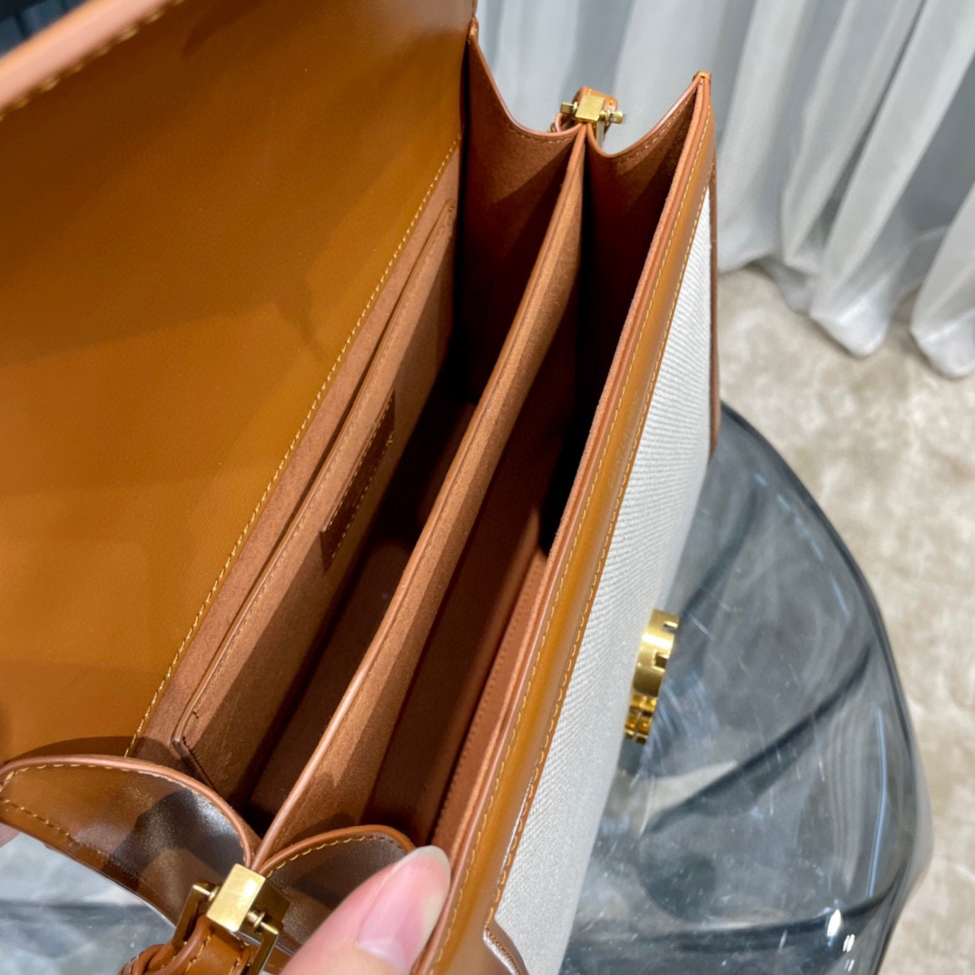 Sa1nt Lau*nt Cassandra Medium Top Handle Bag Black/Brown For Women 9.6in/24.5cm 623931BOW0W1000