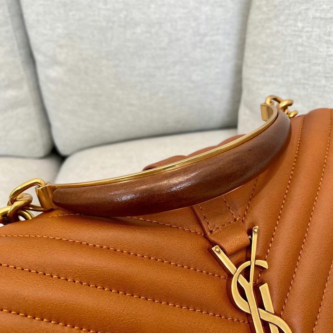 [True-to-ORIGINAL] Sa1nt Lau*nt College Medium Chain Bag Brown For Women‎ 9.4in/24cm 6002791U8077715