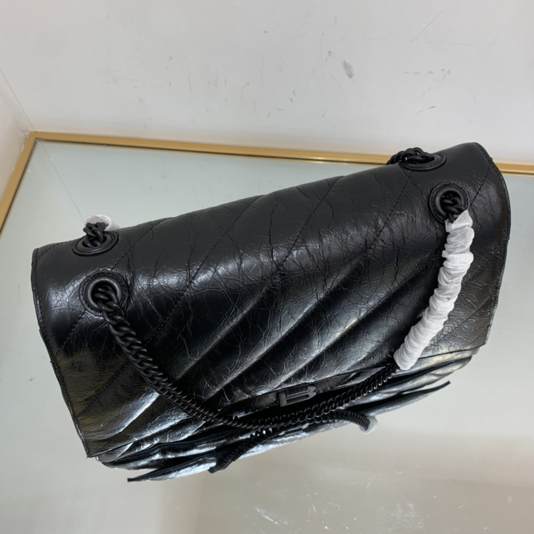 Ba1en*iaga Crush Large Chain Bag Quilted In Black For Women 15.7in/ 40cm