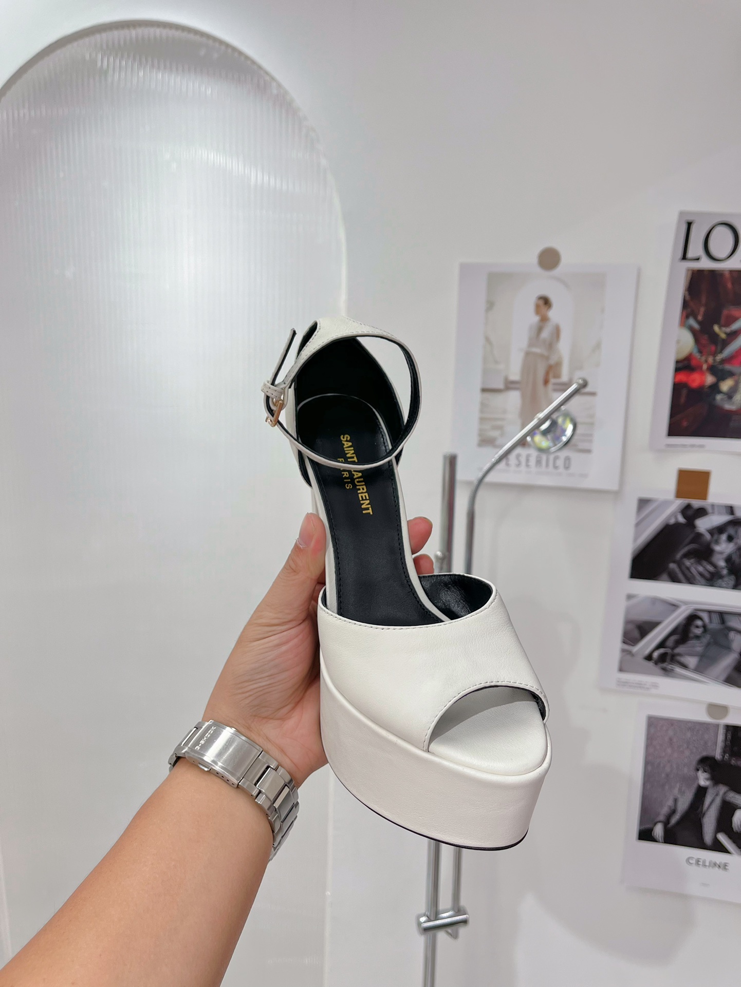 Sa1nt Lau*nt Jodie Platform Sandals In Smooth White For Women 650258AAAOE1906