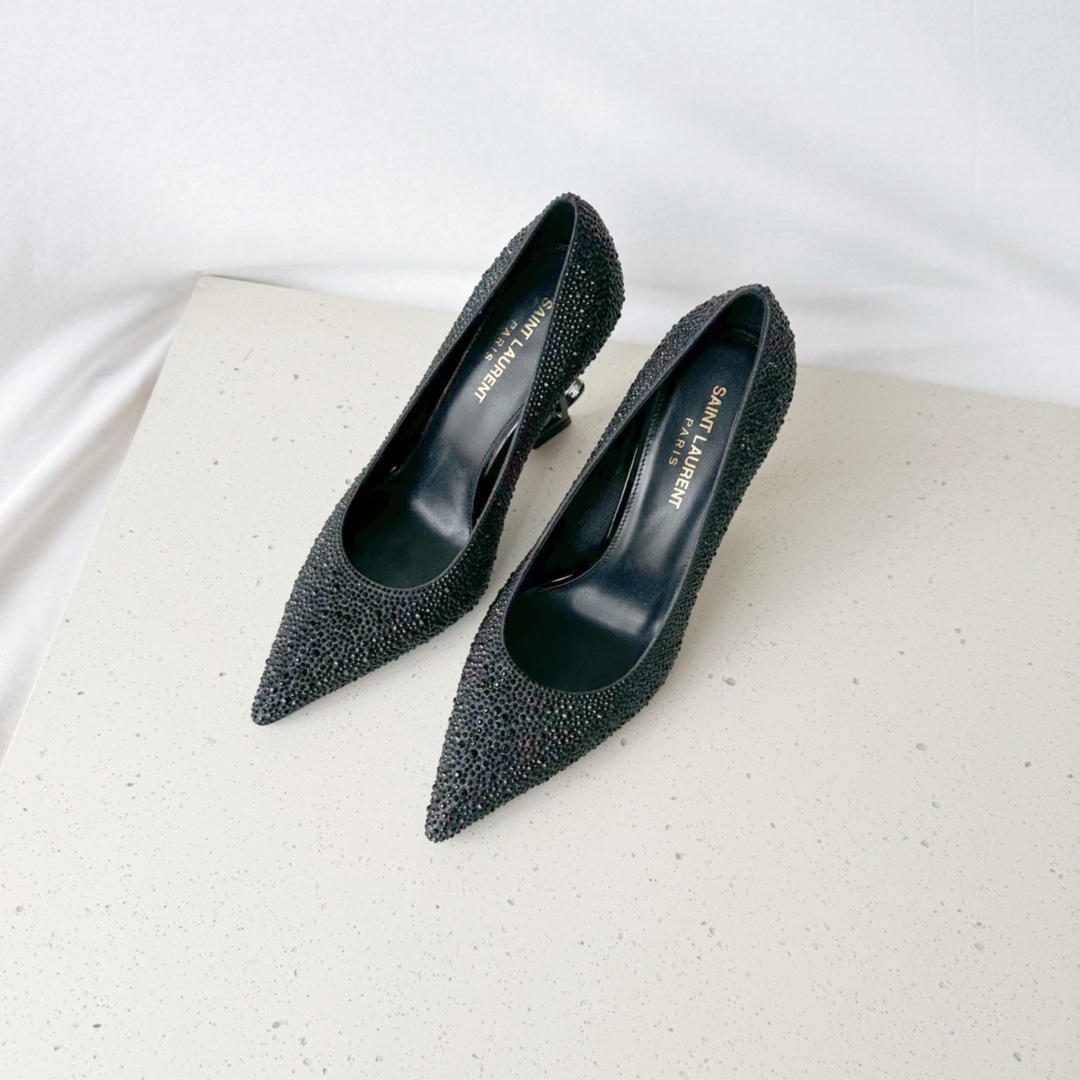 Sa1nt Lau*nt Opyum Pumps In Rhinestones Black For Women 578947AAA4Z1012