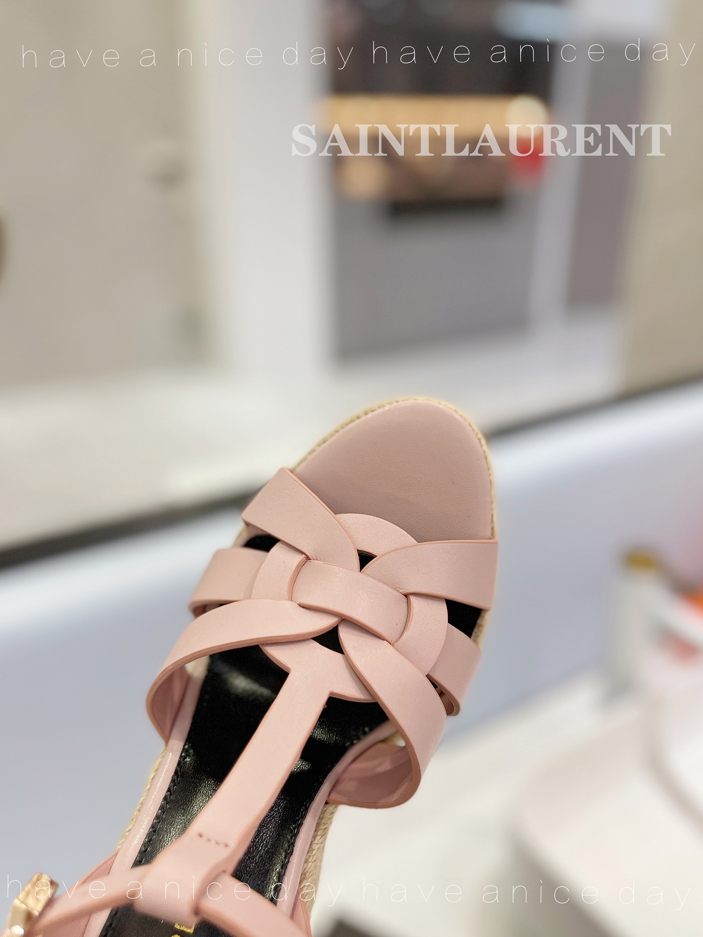 Sa1nt Lau*nt Tribute Espadrilles In Smooth Light Pink For Women