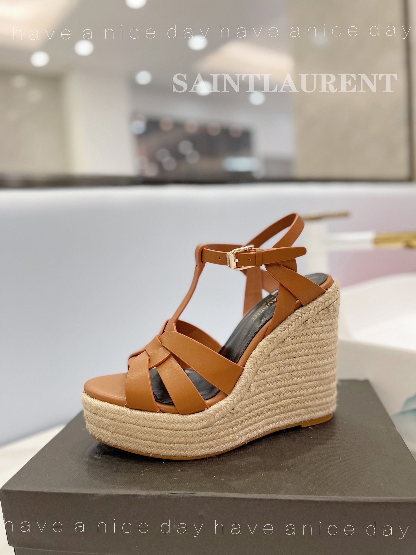 Sa1nt Lau*nt Tribute Espadrilles In Smooth Brown For Women