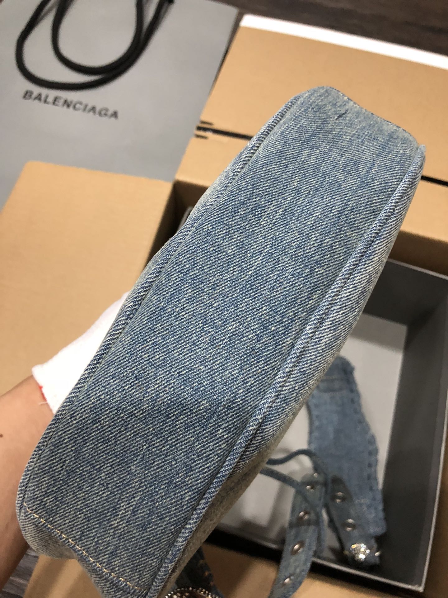 Ba1en*iaga Le Cagole Small Shoulder Bag Denim In Blue For Women 13in/33cm