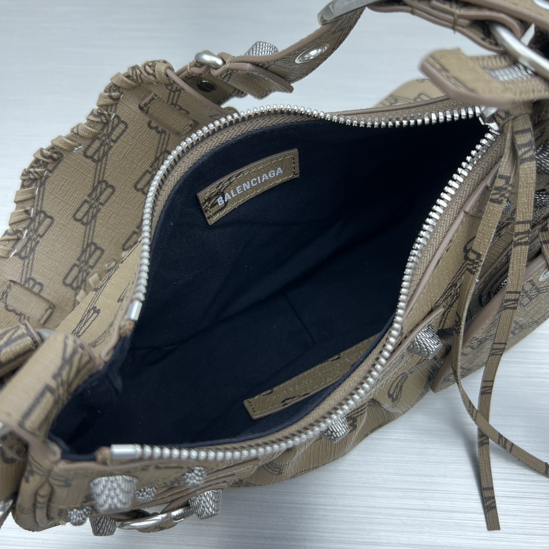 Ba1en*iaga Le Cagole XS Shoulder Bag Bb Monogram Coated Canvas In Beige For Women 10.2 in/26 cm