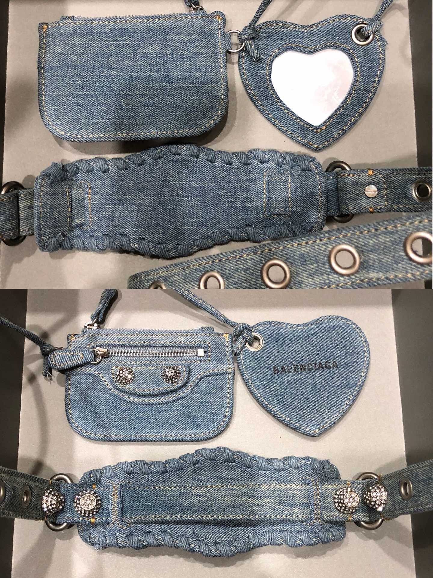 Ba1en*iaga Le Cagole XS Shoulder Bag Denim In Blue For Women 10.2in/26cm 6713092109U4715