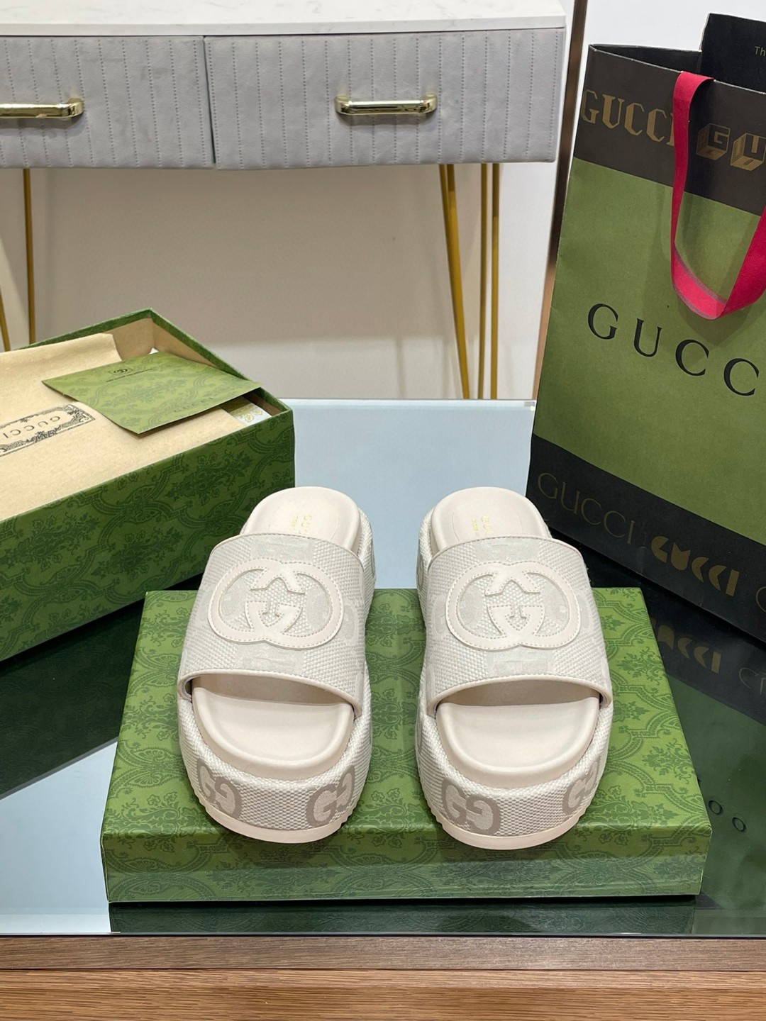 Gvc*1 Platform Slide Sandal White For Women ‎