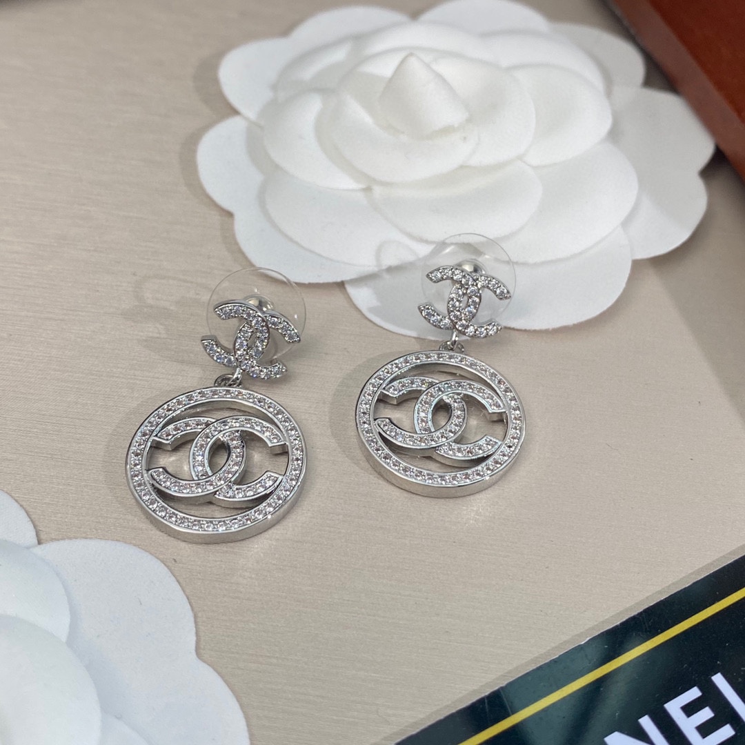 Ch**el Circle Earrings Silver For Women