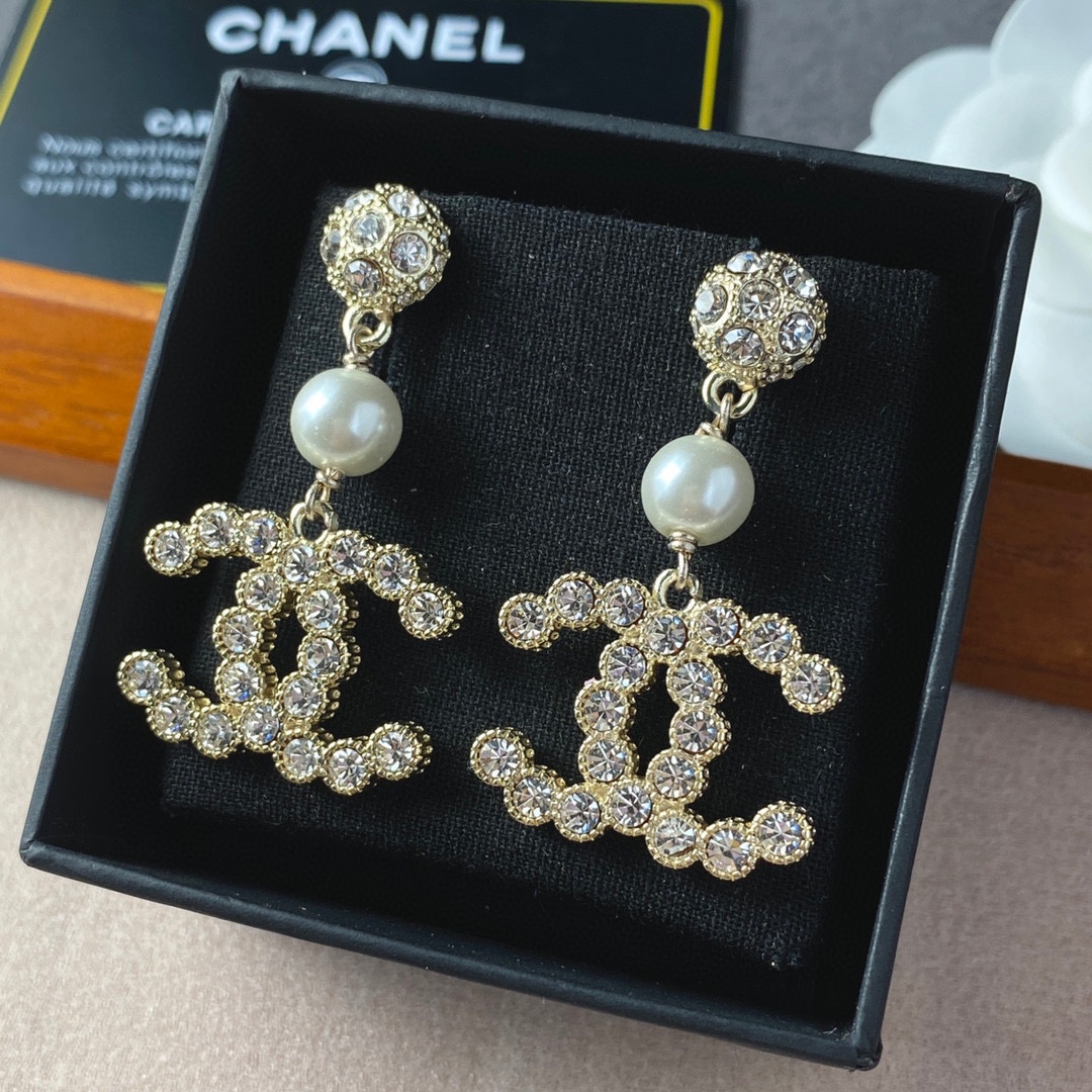 Ch**el Double C Earrings Gold For Women