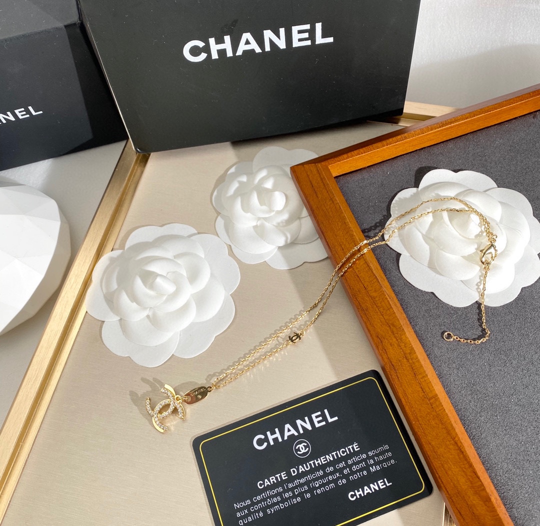 Ch**el Double C Necklace Gold For Women