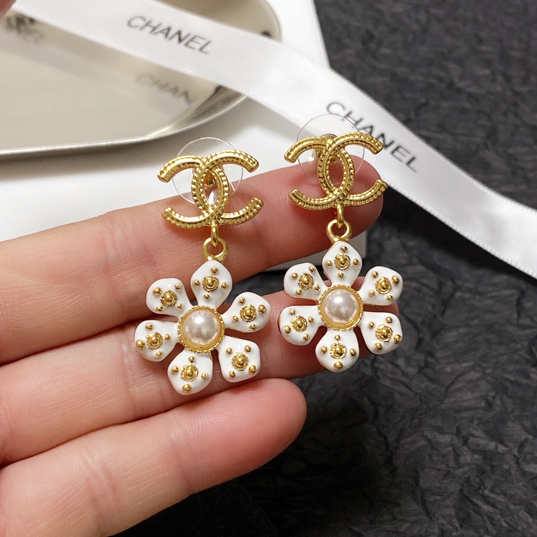 Flower Earrings White For Women