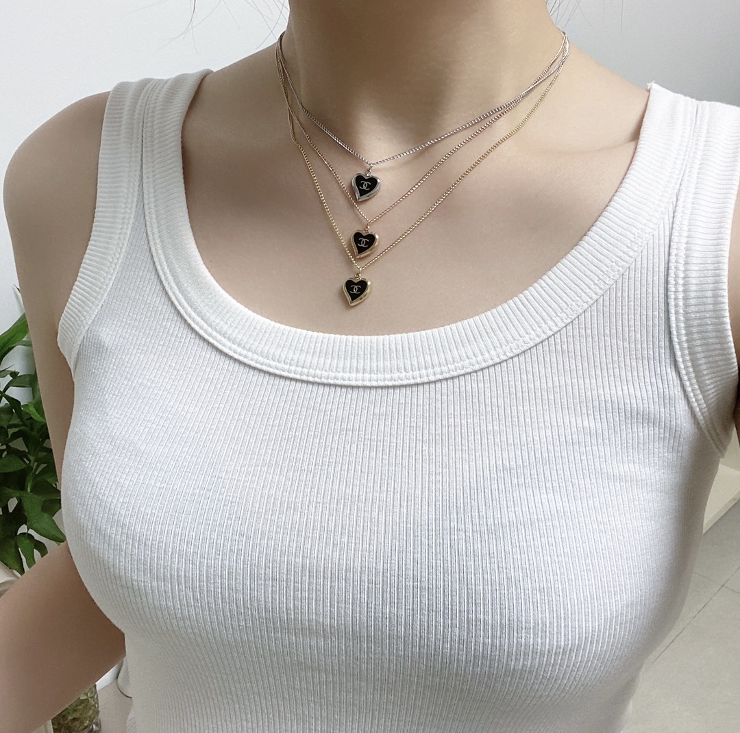 Ch**el Love Peach Necklace Black For Women