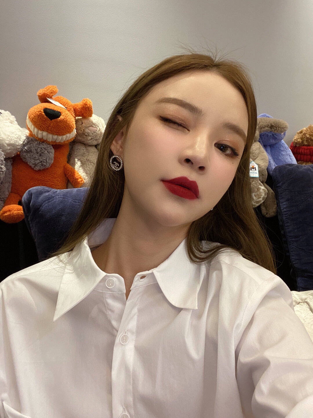 Ch**el Round Stud Earrings Silver For Women