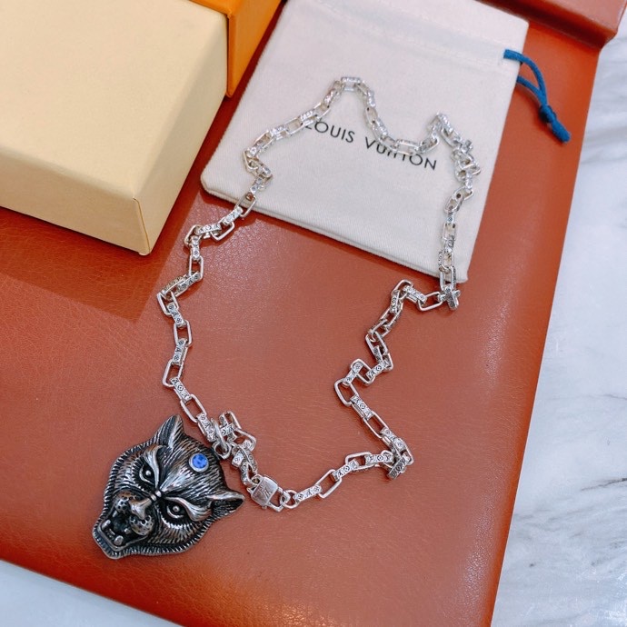 L0vis Vvtt0n Tiger Head Necklace Silver For Women