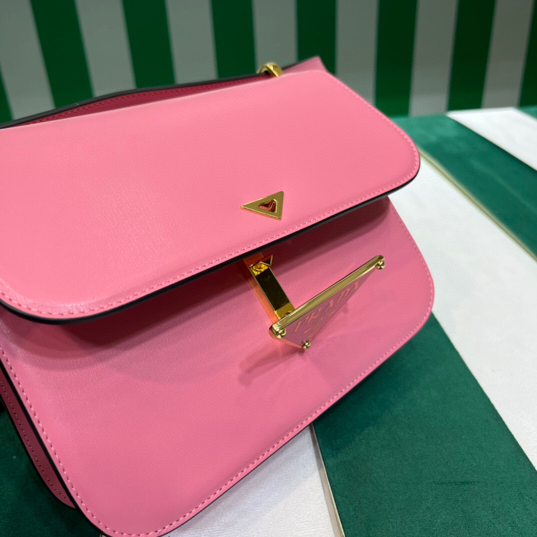 Pra*a Emblème Shoulder Bag In Pink For Women 7.8in/20cm 1BD340_2A3A_F0ZCL_V_UTO