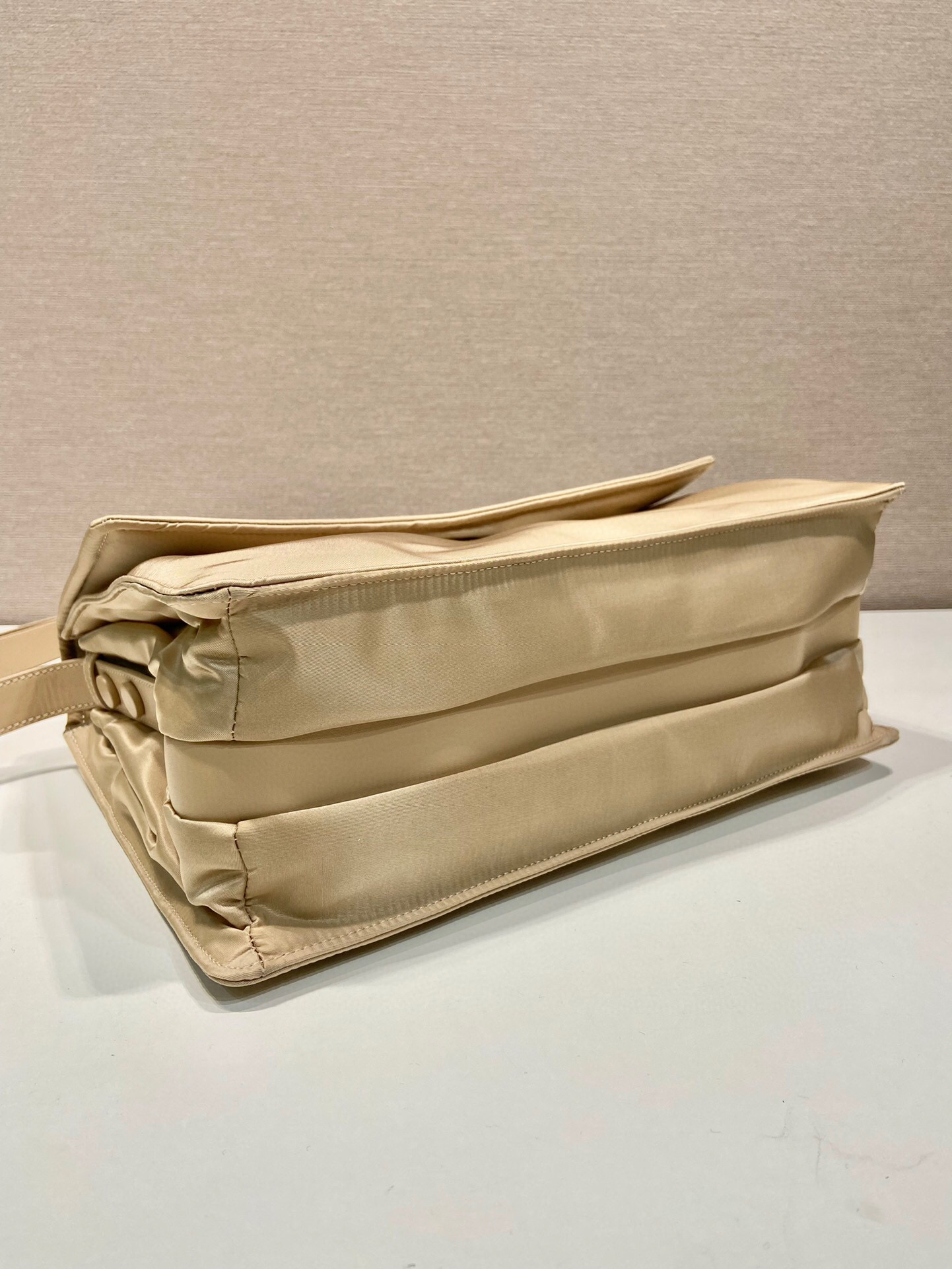 Pra*a Medium Padded Shoulder Bag In Beige For Women 11.8in/ 30cm