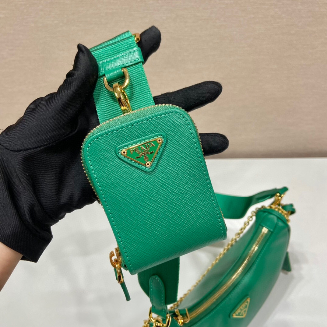 Pra*a Re-Edition 2005 Saffiano Bag In Green For Women 8.6 in/ 22 cm 1BH204_NZV_F0PCL_V_V2M