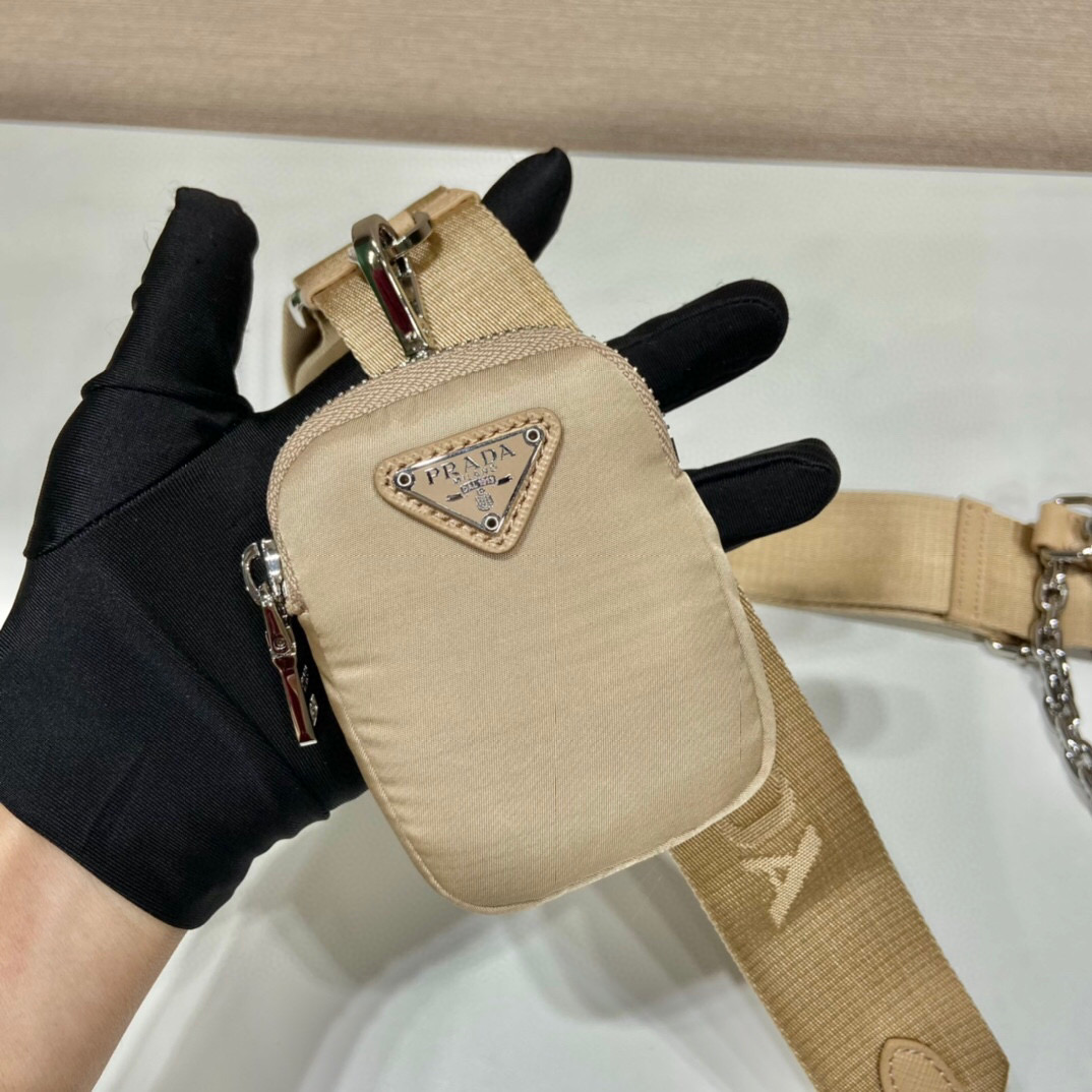 Pra*a Re-Nylon Shoulder Bag In Beige For Women 8.6in/ 22cm