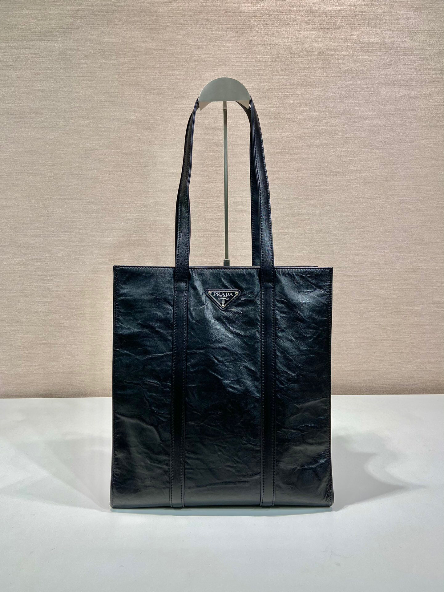 Small Antiqued Nappa Tote Bag In Black For Women 12.9 in/ 33cm 1BG459_UVL_F0002_V_OOO