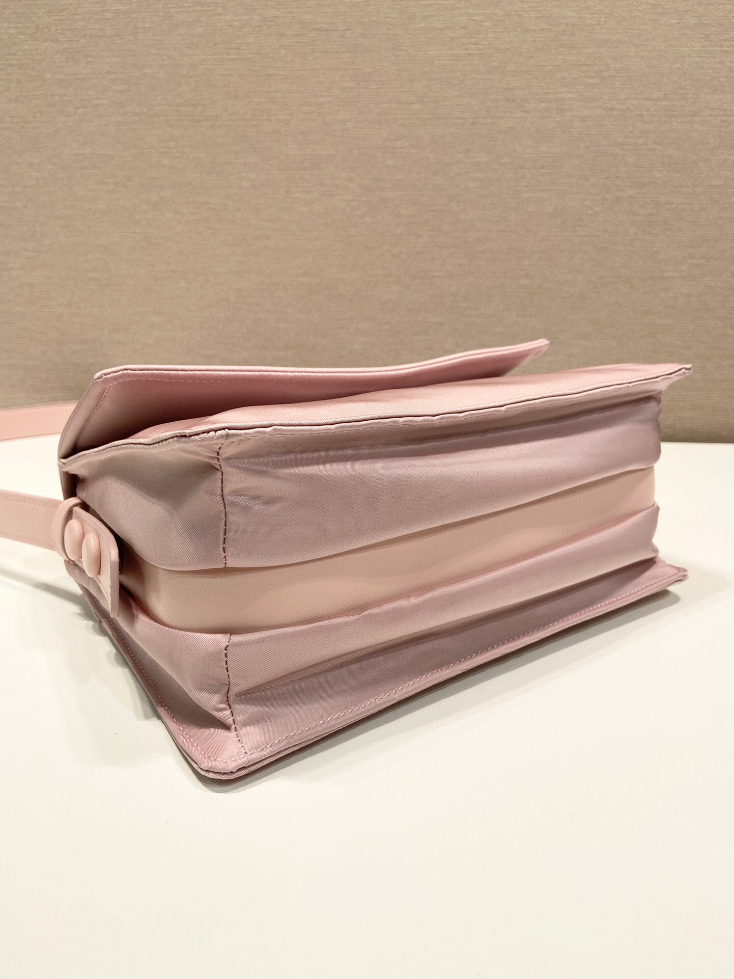 Pra*a Small Padded Shoulder Bag In Beige/Pink For Women 9.1in/ 23cm 1BD313_RDLN_F0F24_V_OOO