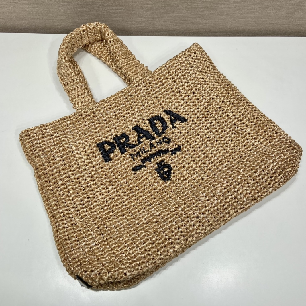Pra*a Raffia Tote Bag Beige For Women, Women’s Bags 18.5in/47cm