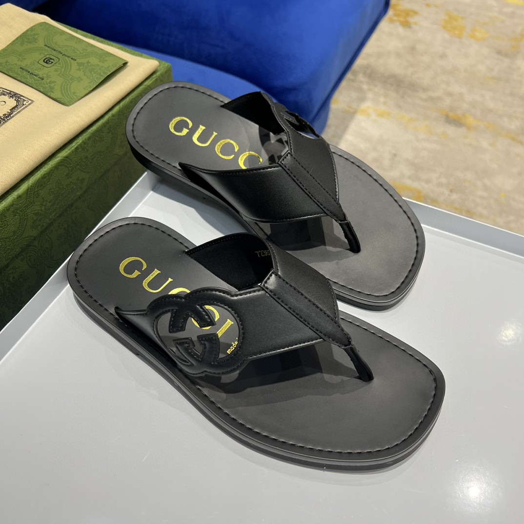 Gvc*1 Interlocking-G Thong Sandal Black For Men