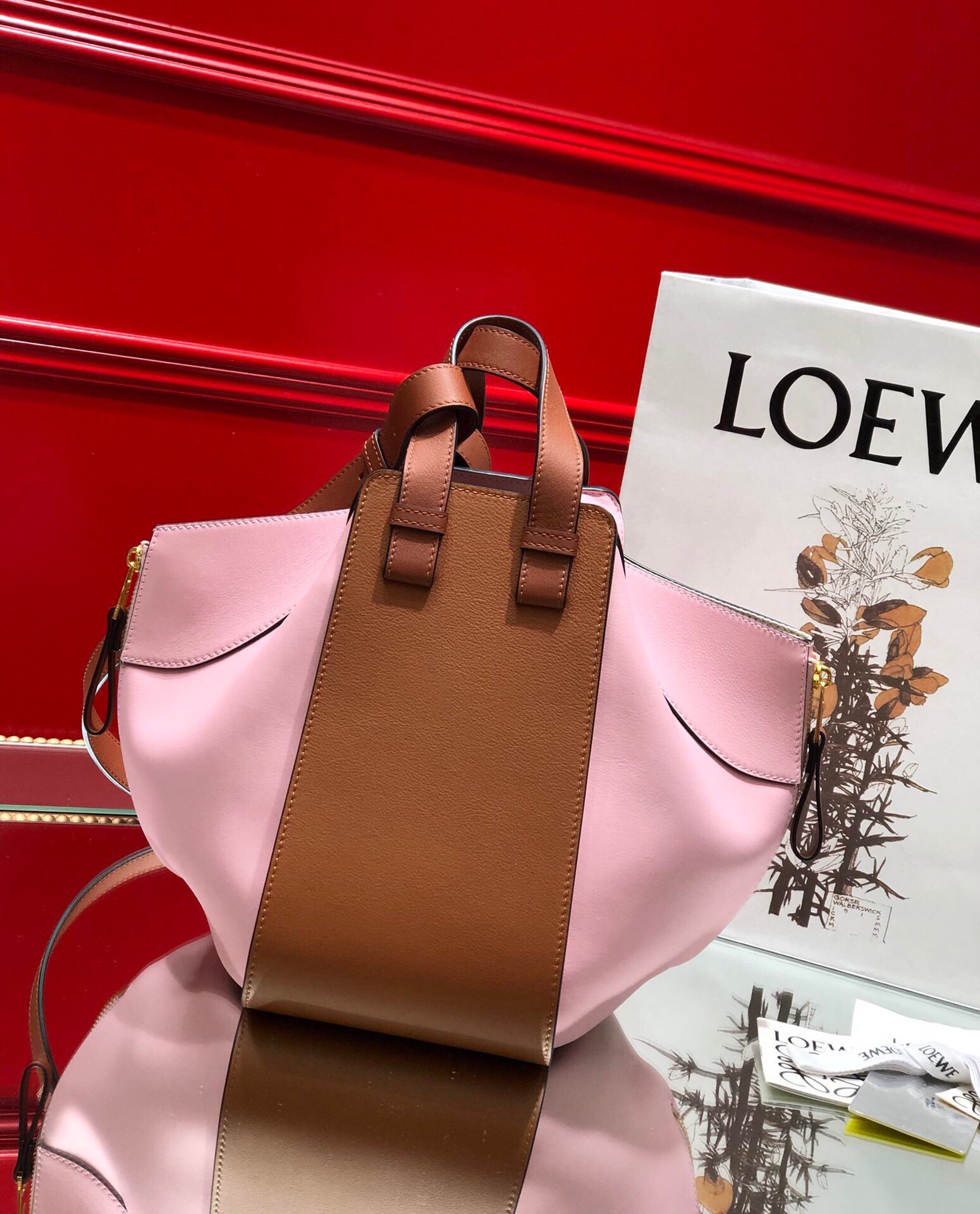 L0ew* Small Hammock Bag Blue/Pink/Beige/White/Brown/Burgundy/Grey For Women 11.8in / 30cm