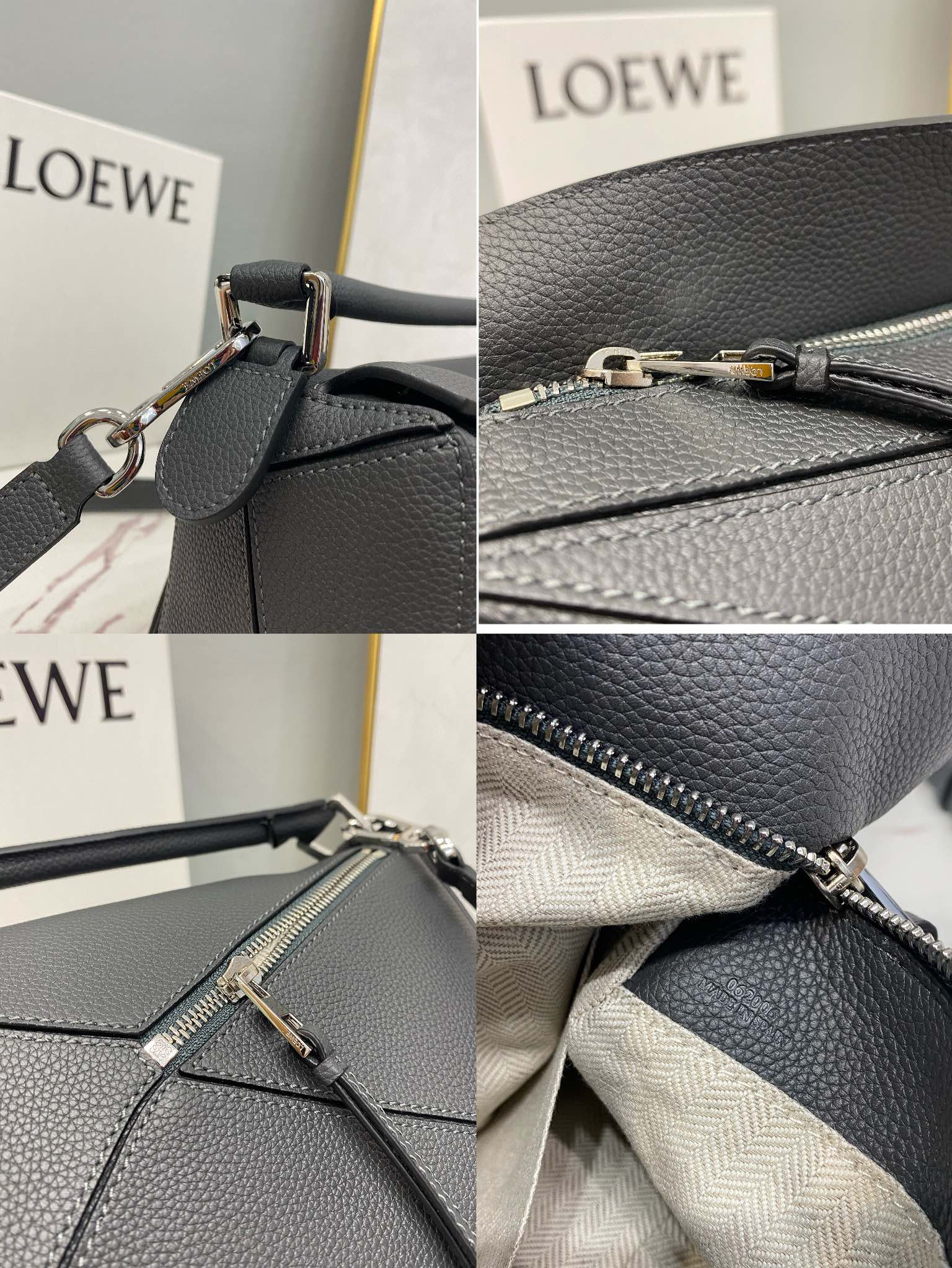 L0ew* Small Puzzle Bag Pink/Grey/Brown/Blue For Women 9.4in / 24cm