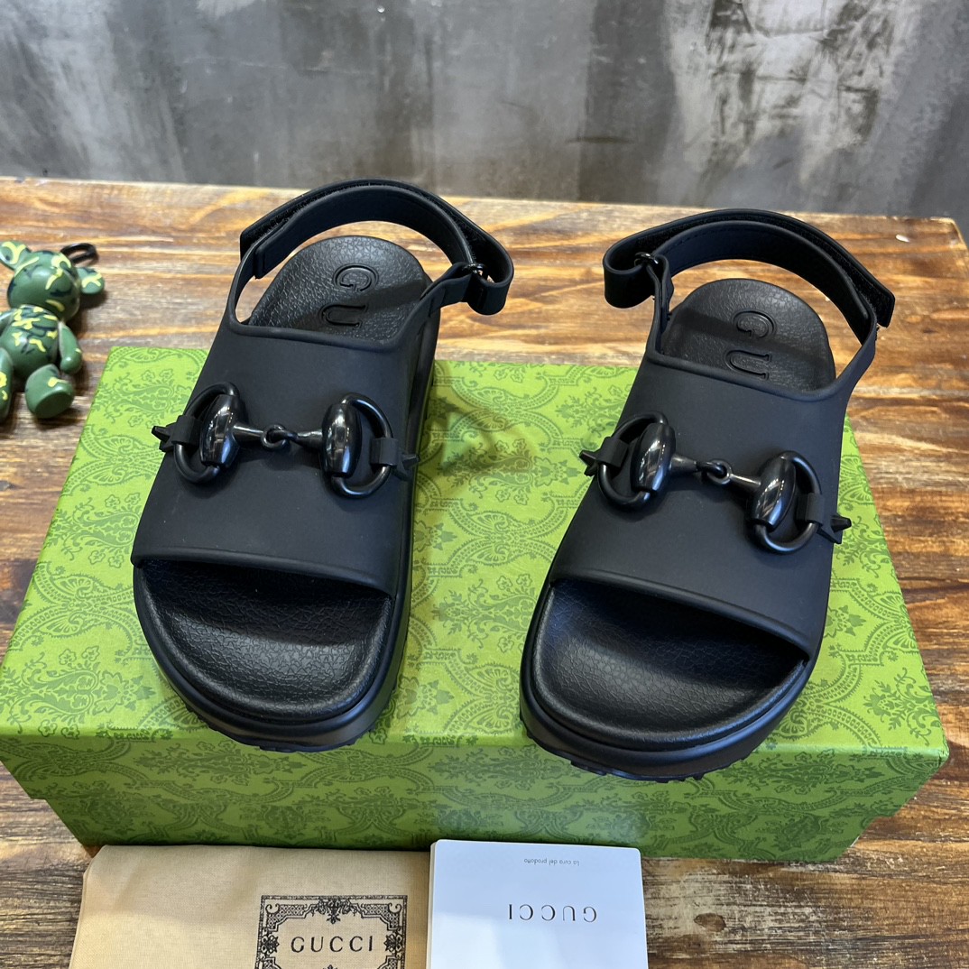 Gvc*1 Horsebit Flatform Sandal Black For Women 742435 JAAC9 1000