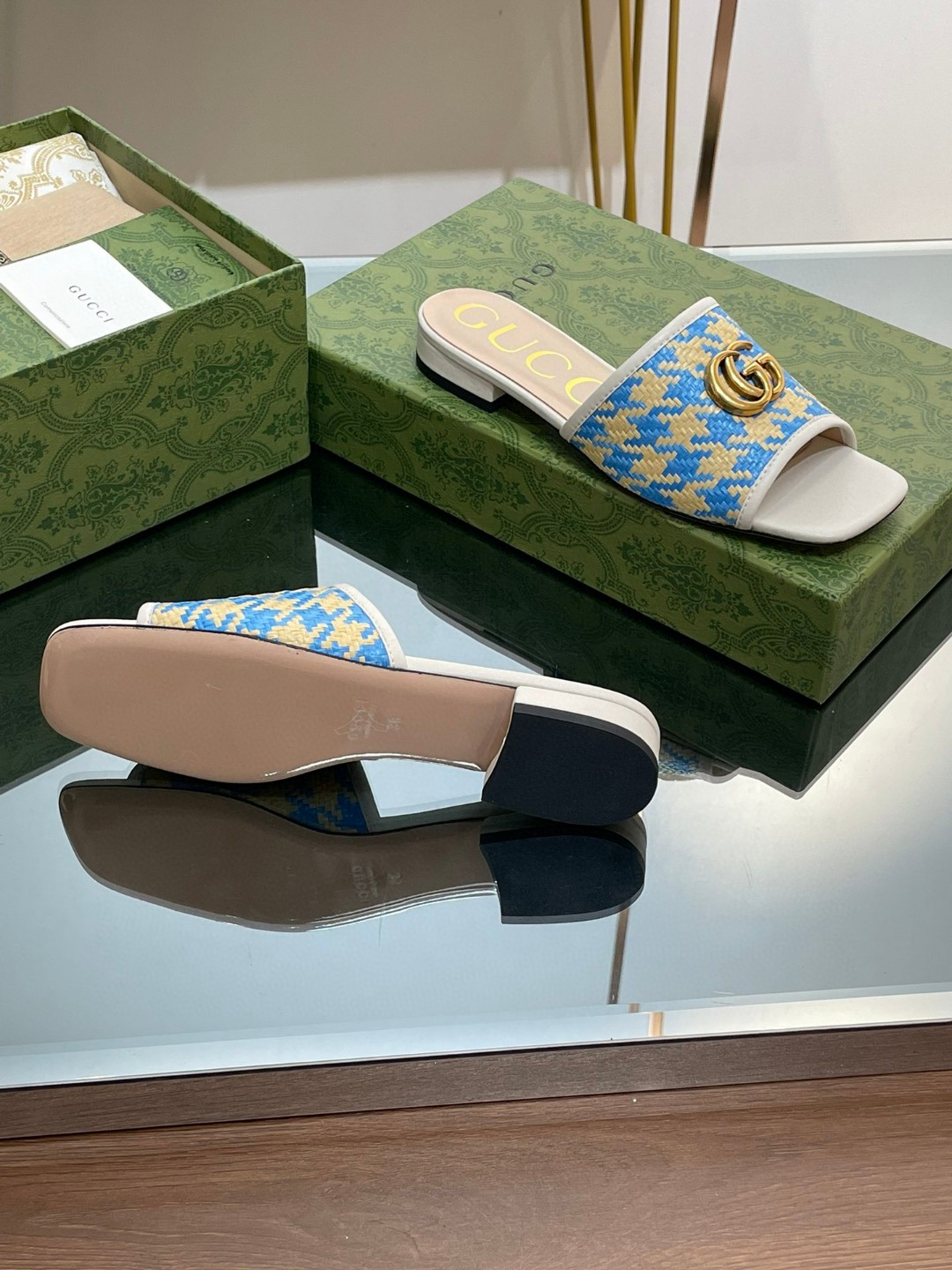 Gvc*1 Slide Sandal With Double G Blue For Women