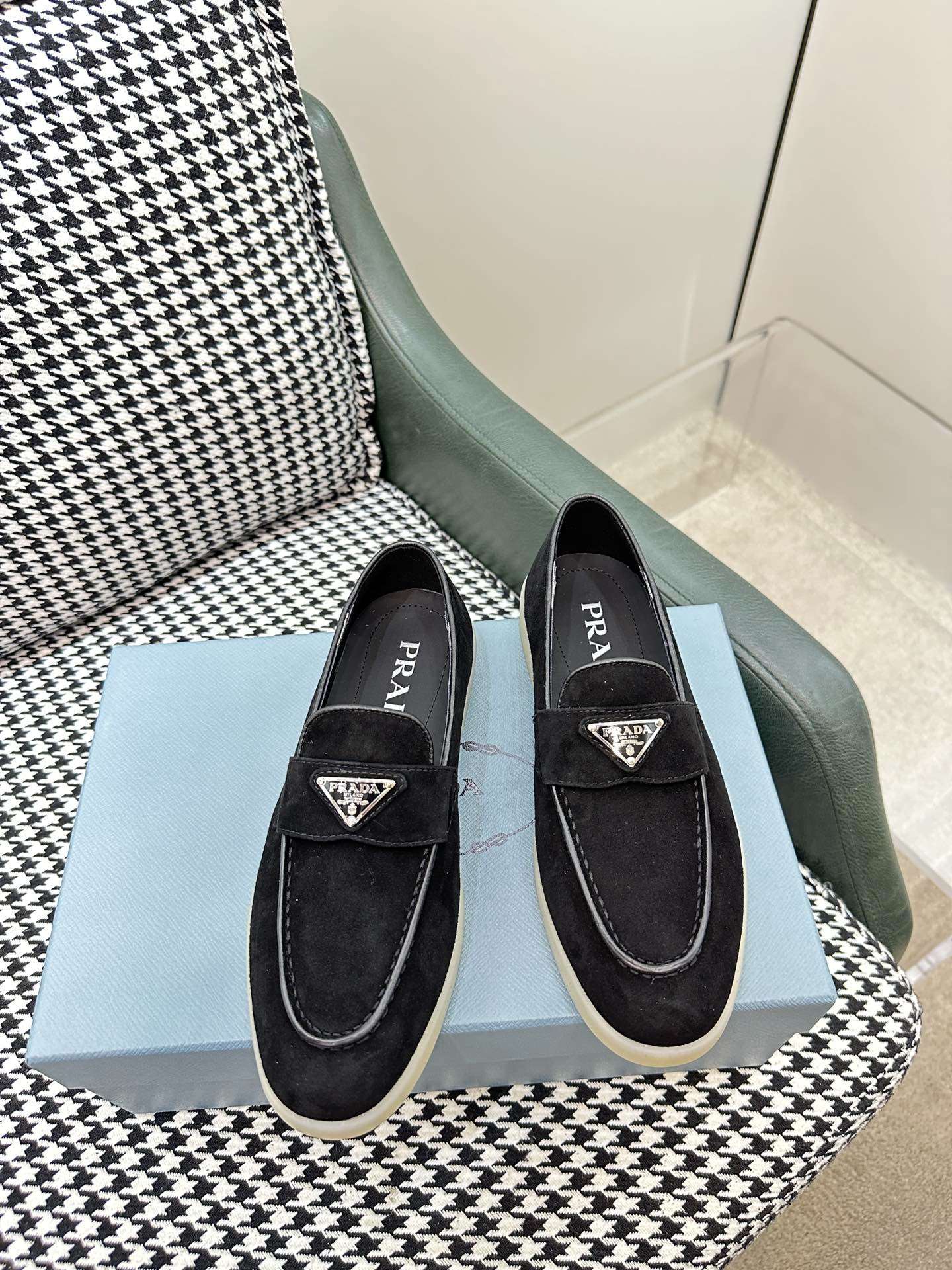 Pra*a Brushed Loafers Black For Women