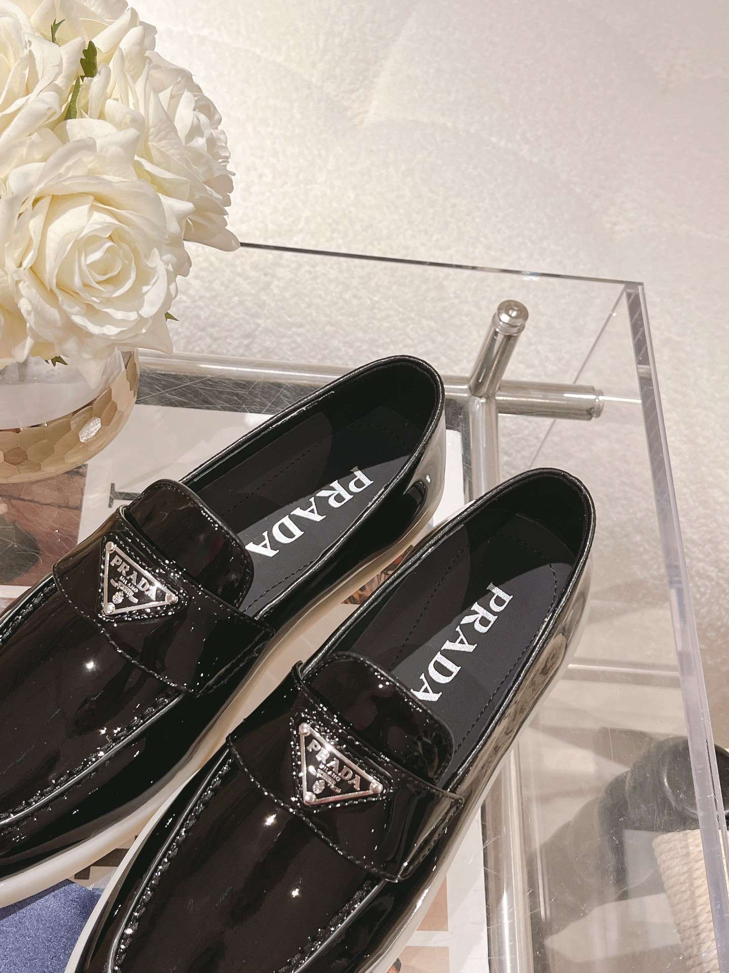 Pra*a Brushed Loafers Black For Women