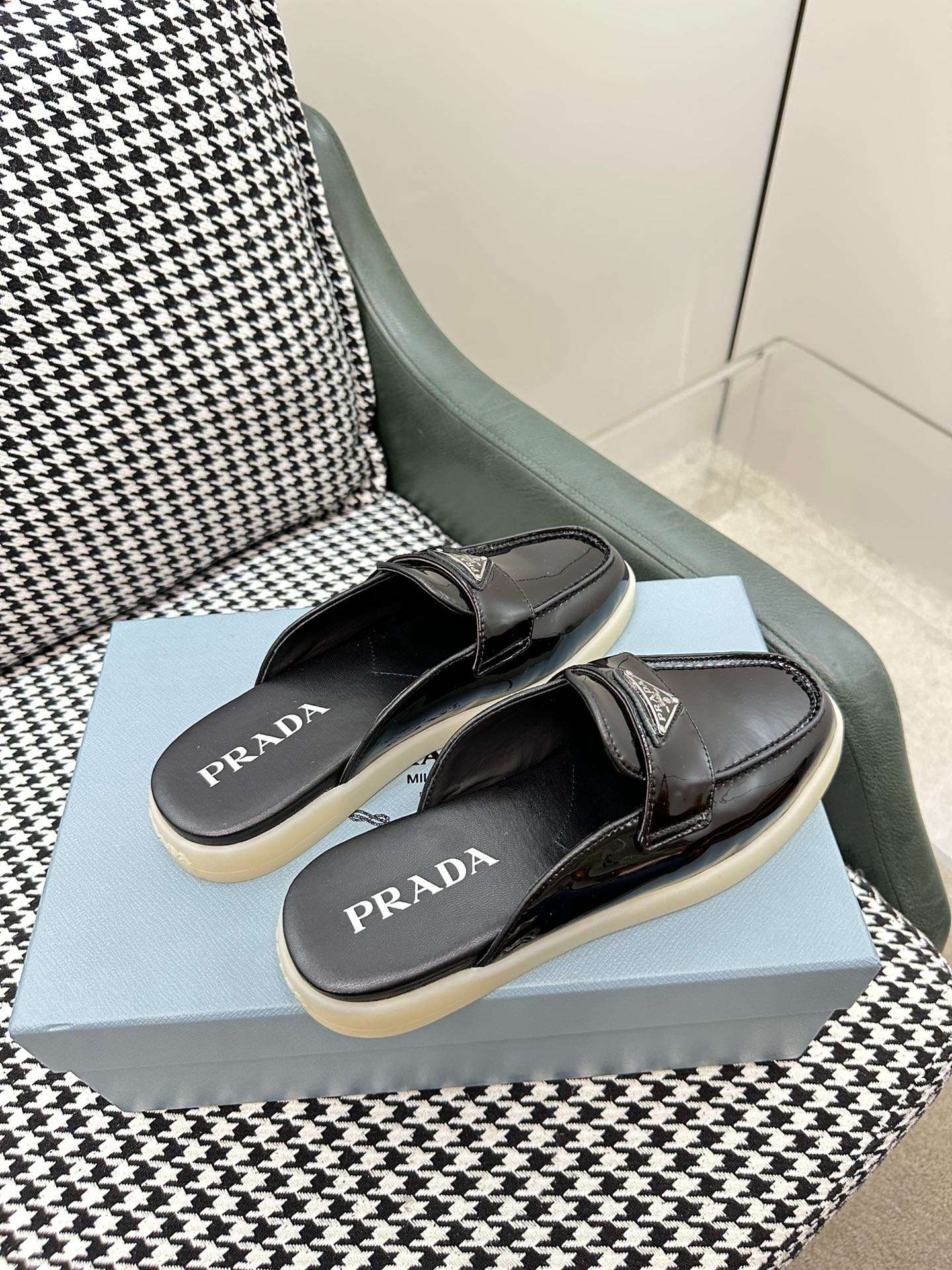 Pra*a Brushed Sabots Black For Women