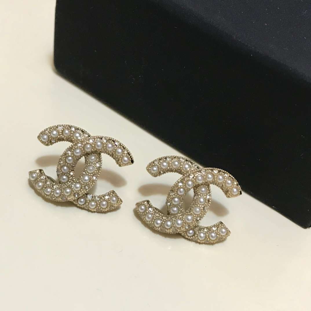 Ch**el Pearl Earrings Gold For Women