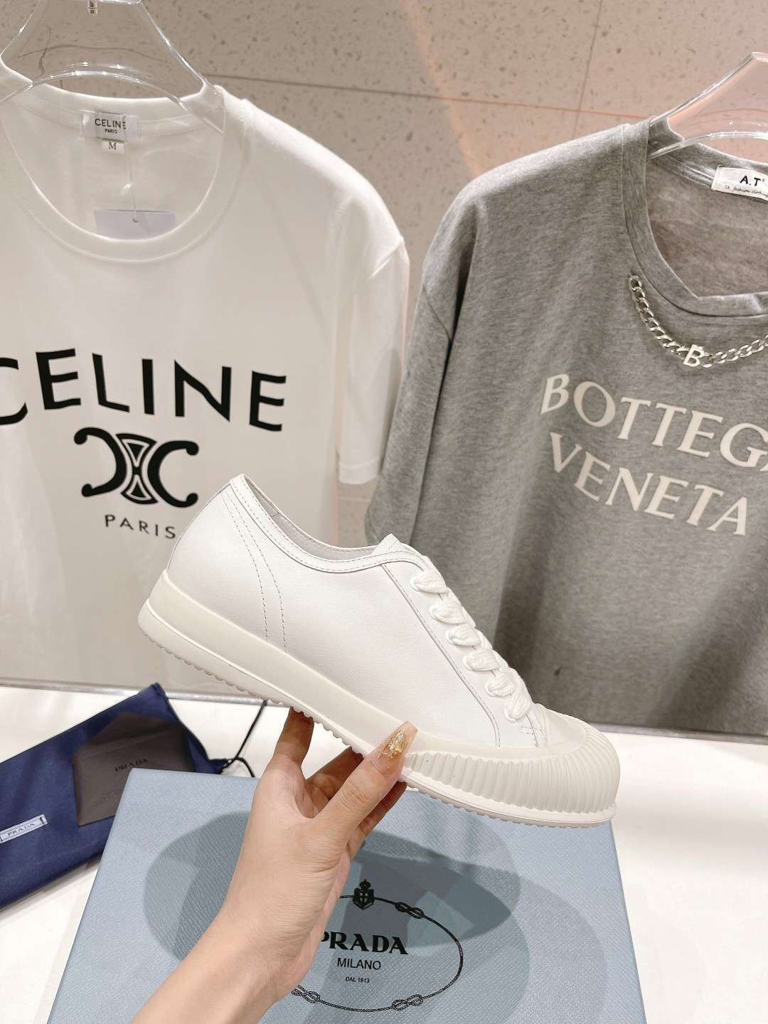 Pra*a Chunky Sole Sneakers White For Women