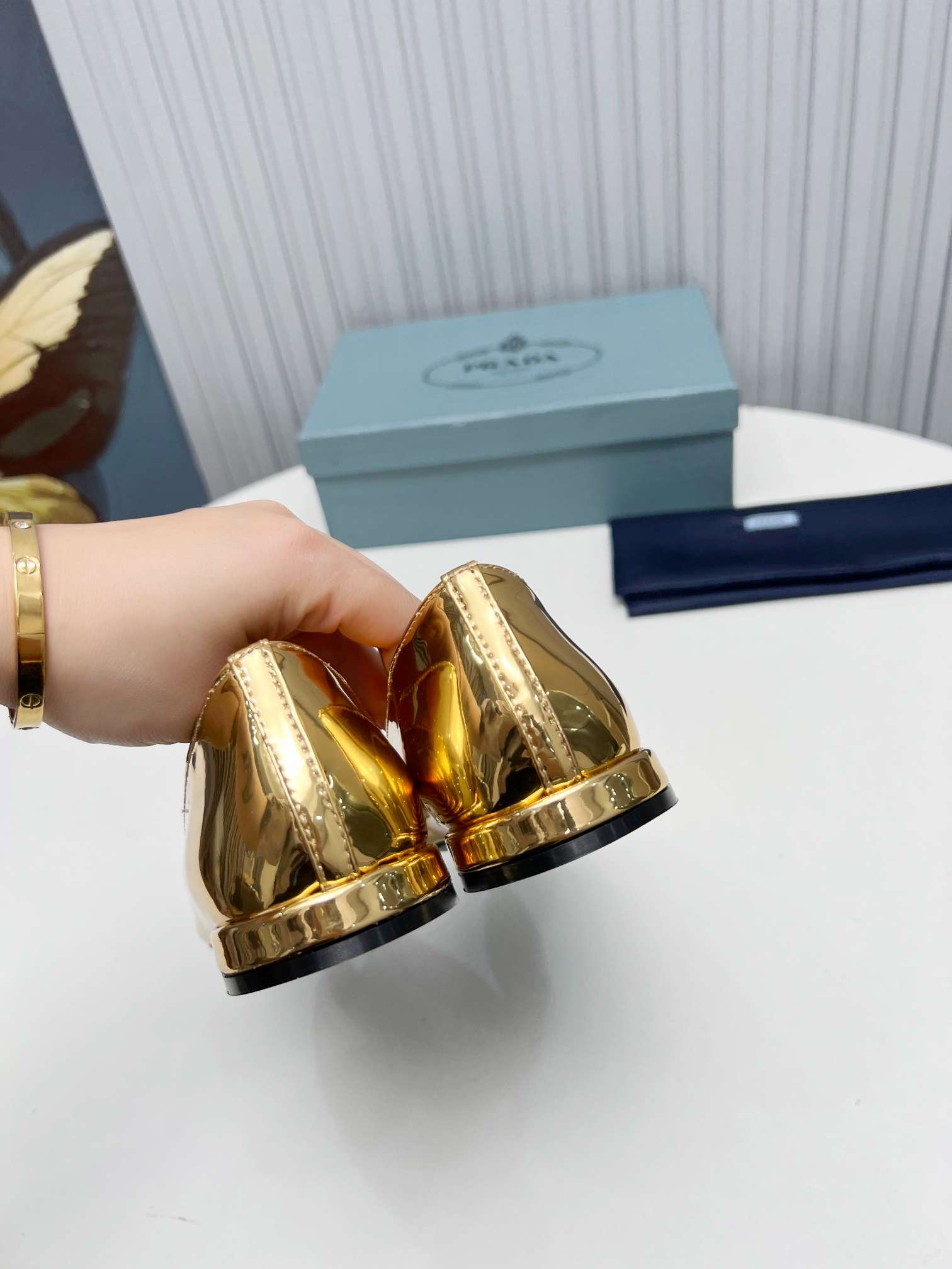 Pra*a Patent Ballerinas Gold For Women