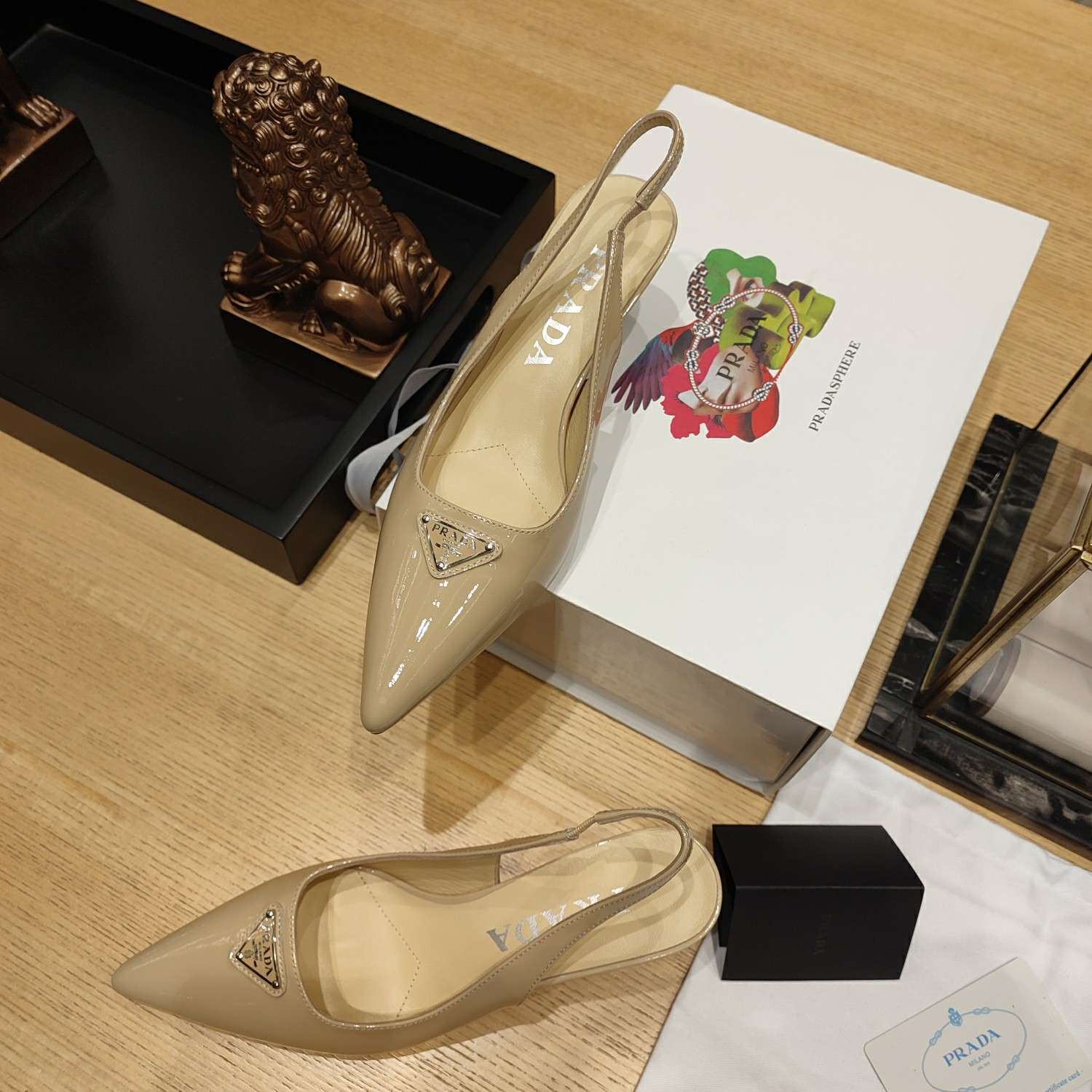 Pra*a Slingback Spike Pumps Brown For Women