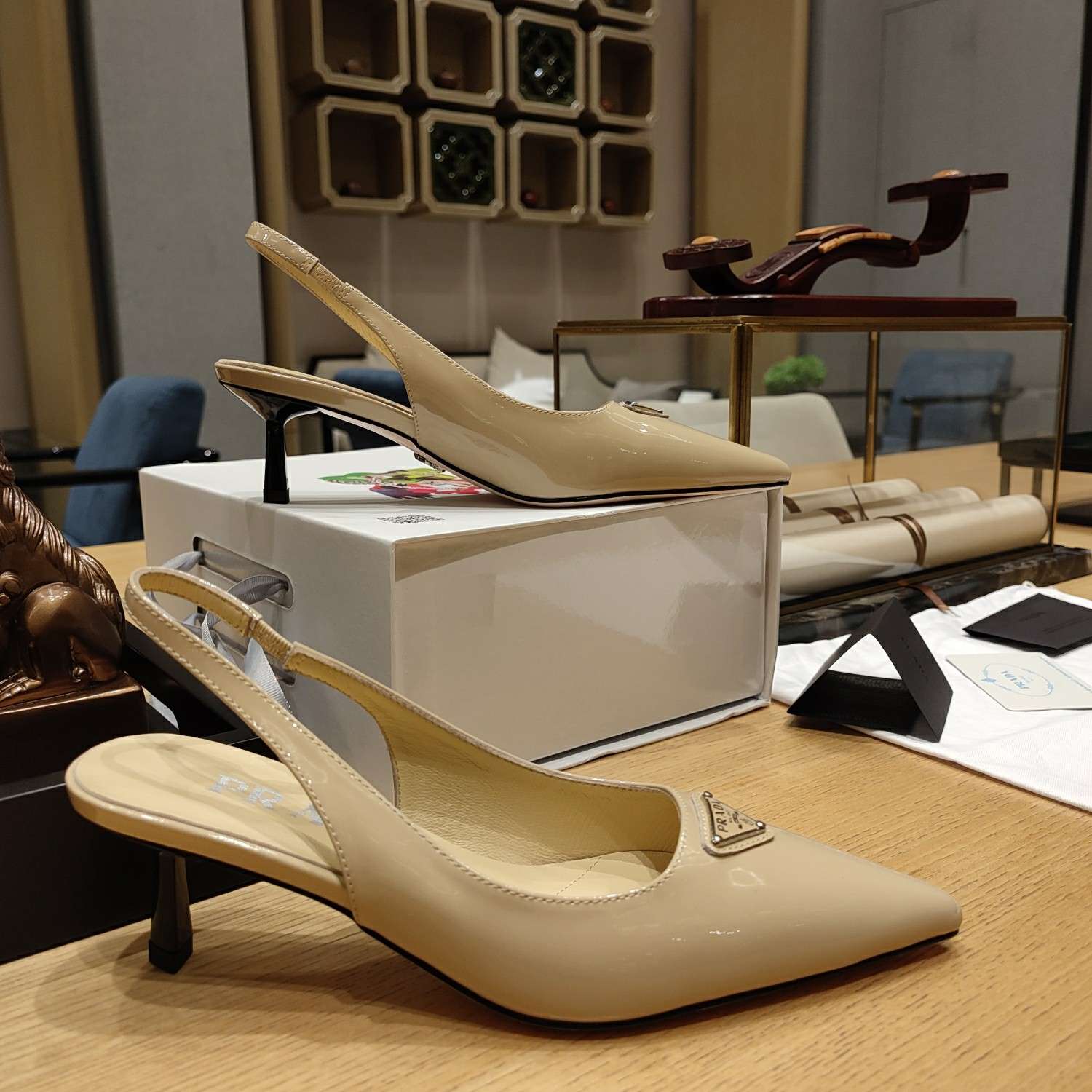 Pra*a Slingback Spike Pumps Brown For Women