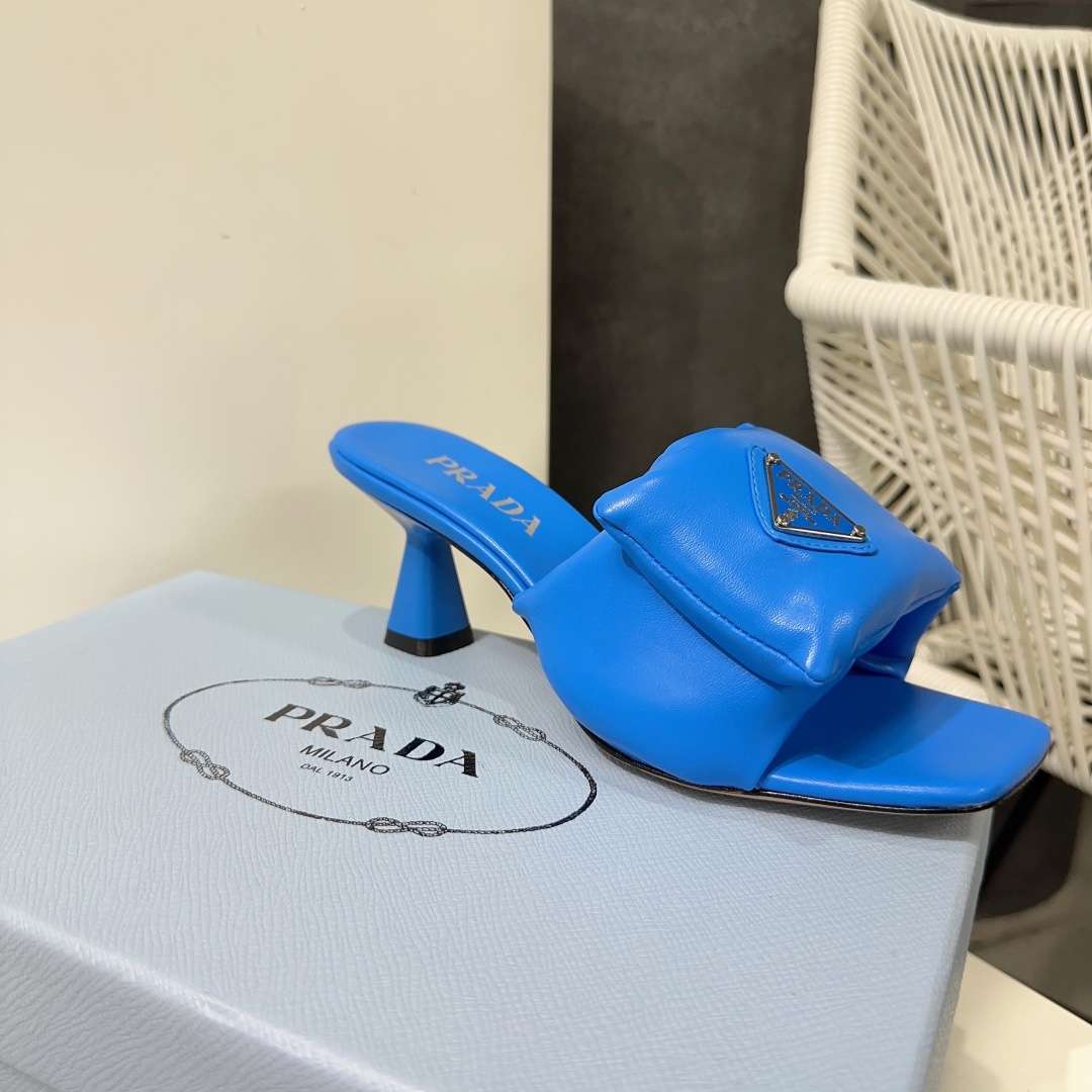 Pra*a Soft Padded Nappa Sandals Blue For Women