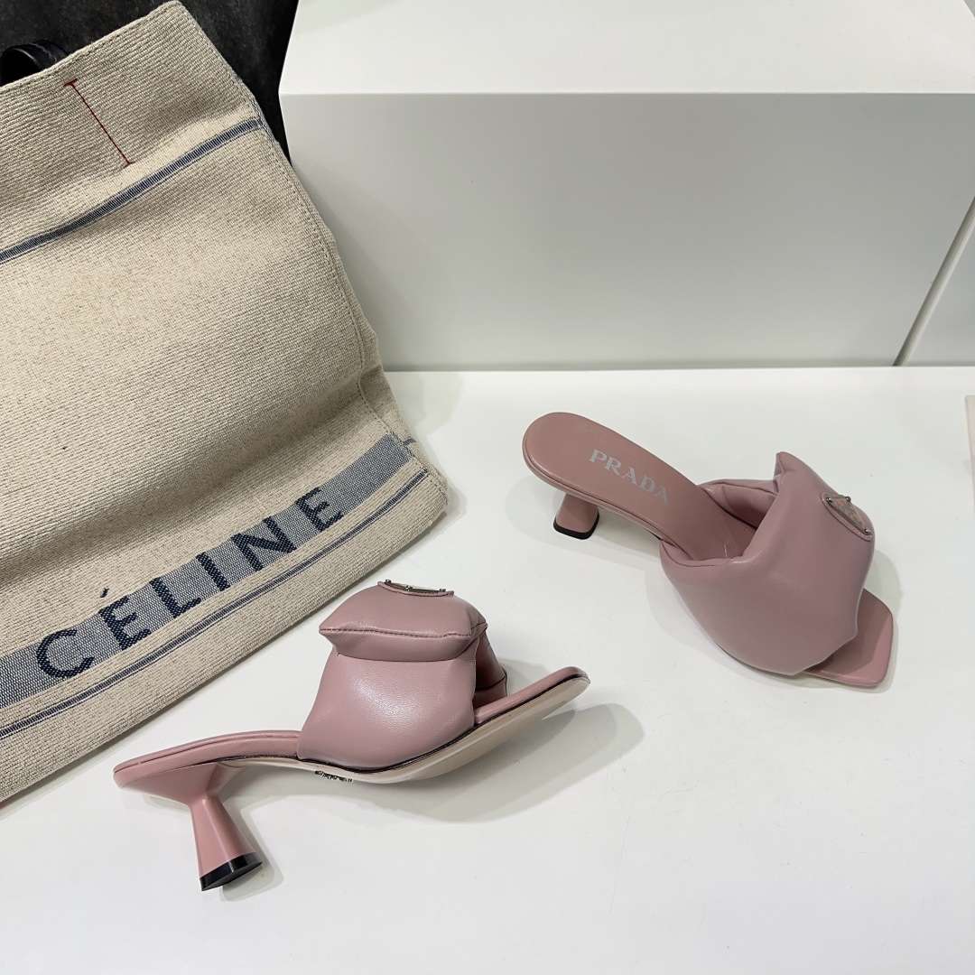 Pra*a Soft Padded Nappa Sandals Pink For Women