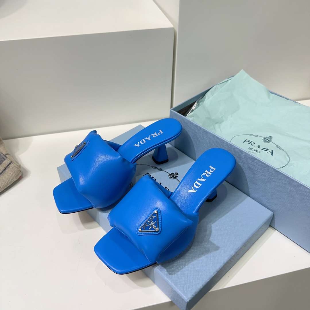 Pra*a Soft Padded Nappa Sandals Blue For Women