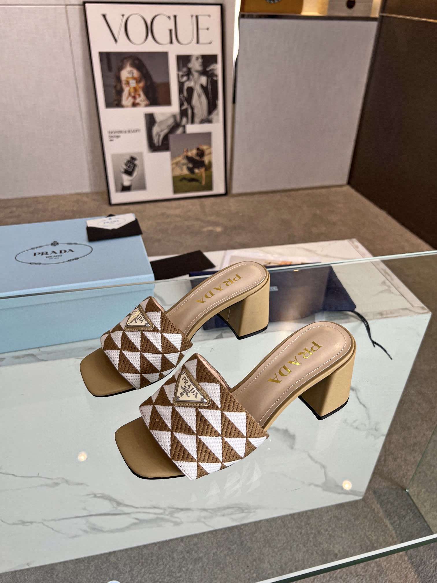 Pra*a Triangle Slip-On Sandals Brown For Women