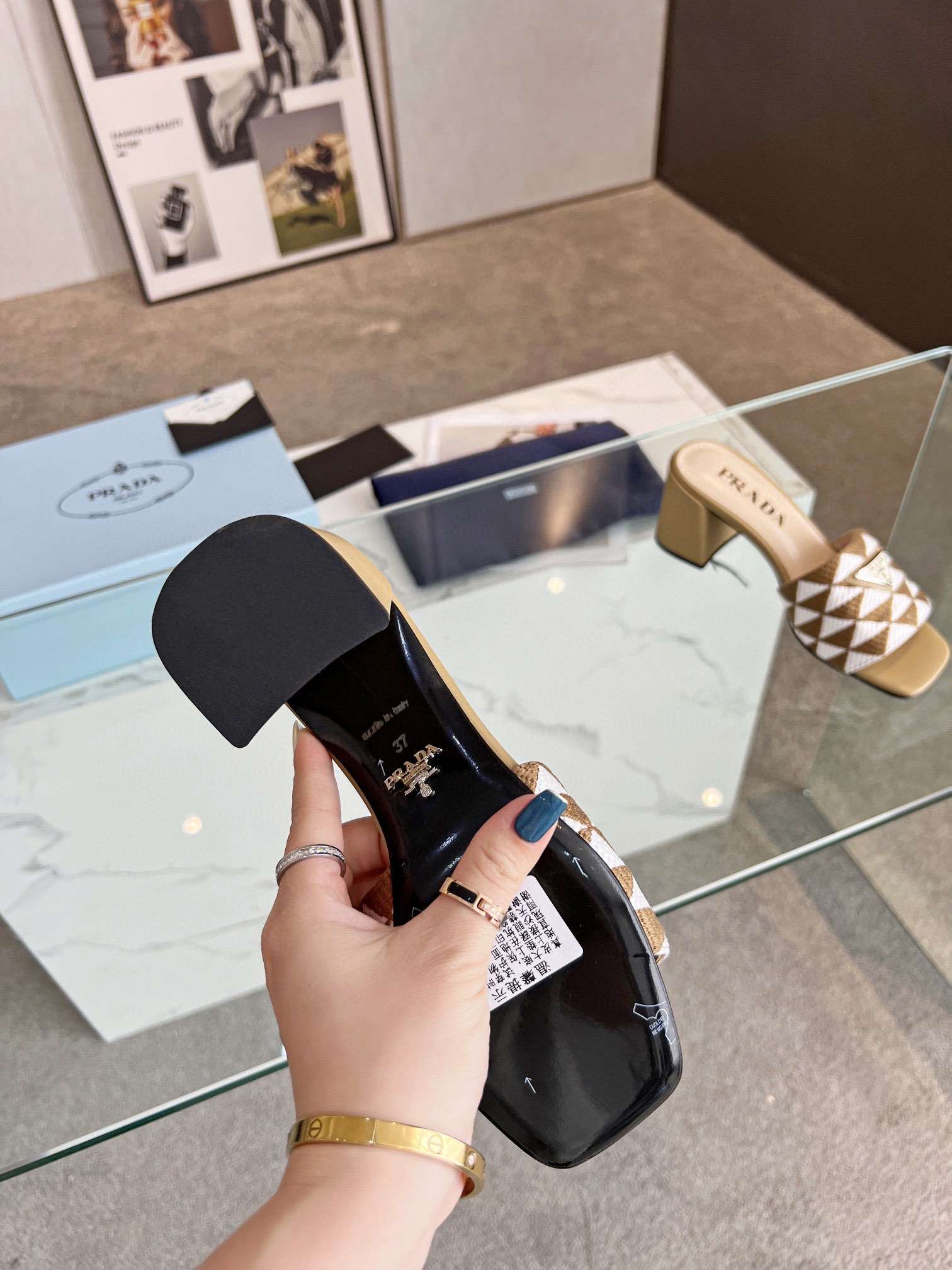 Pra*a Triangle Slip-On Sandals Brown For Women