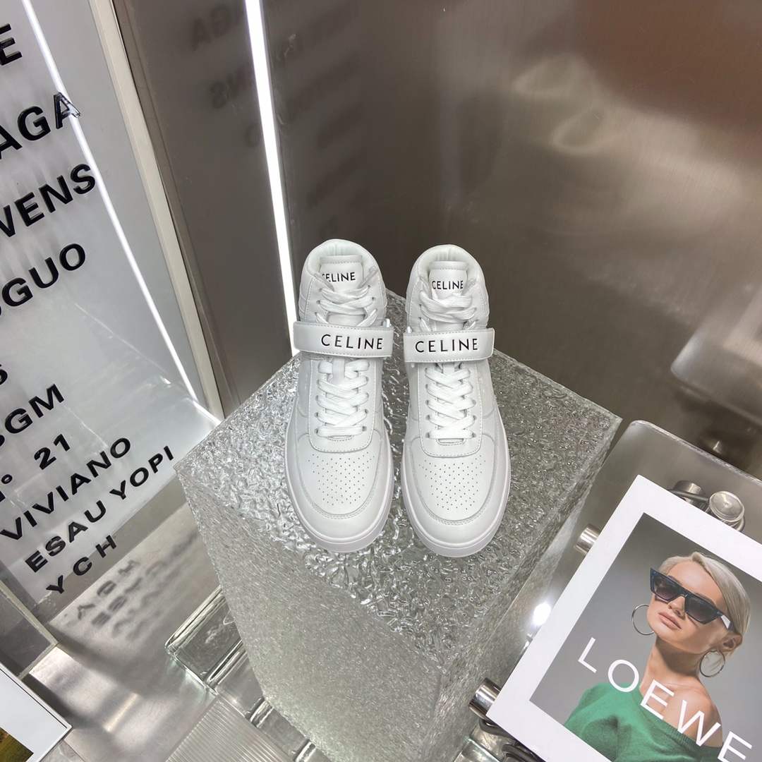 Ce1i*e Trainer High Sneaker With Scratch White For Women