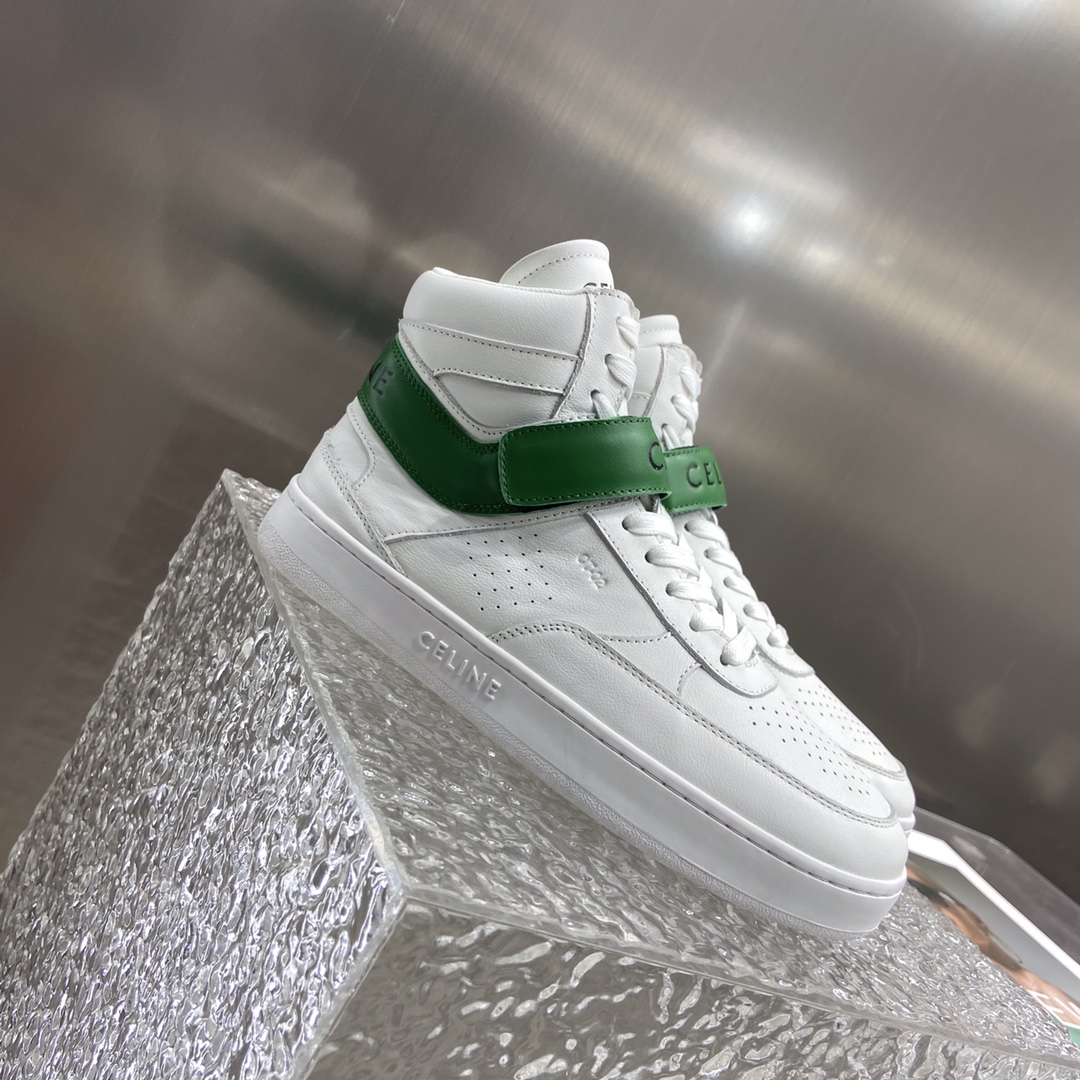 Ce1i*e Trainer High Sneaker With Scratch White And Green For Women