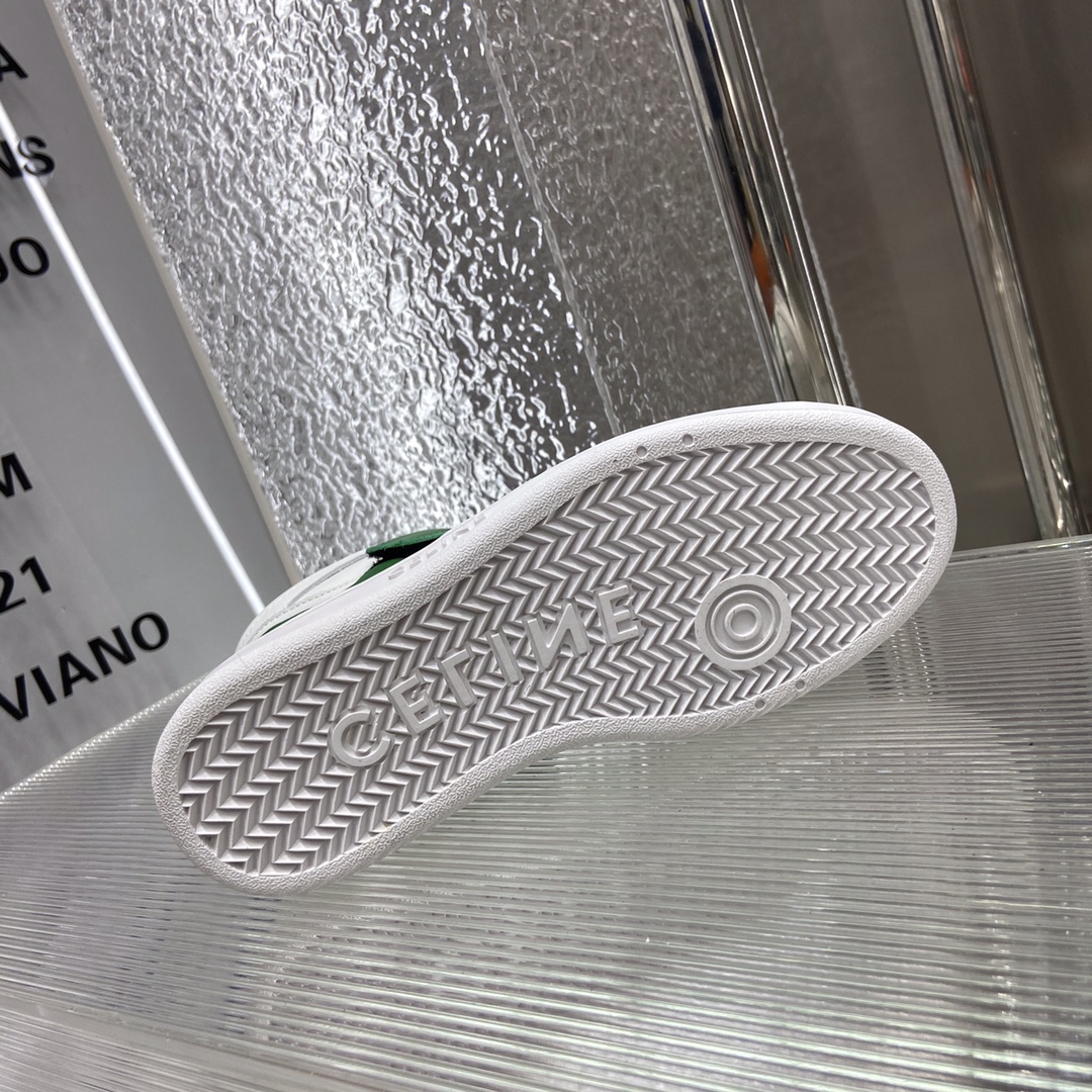 Ce1i*e Trainer High Sneaker With Scratch White And Green For Women